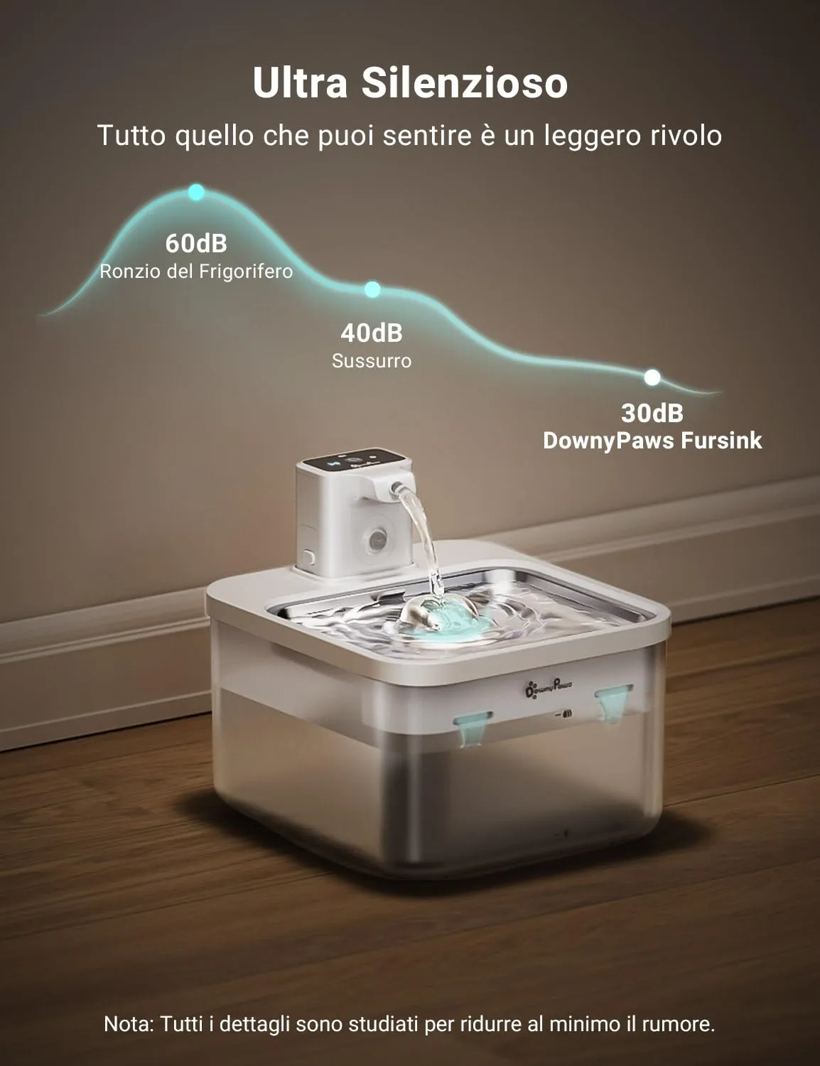 DownyPaws Fontanella per Gatti senza Fili con Sensore di Movimento, Bianco - immagine 7