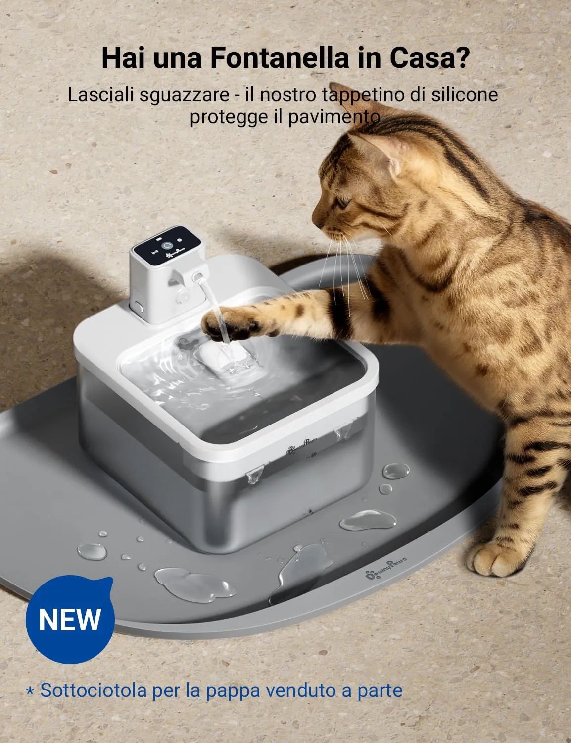 DownyPaws Fontana per Gatti senza Fili con Sensore di Movimento, Bianco - immagine 7