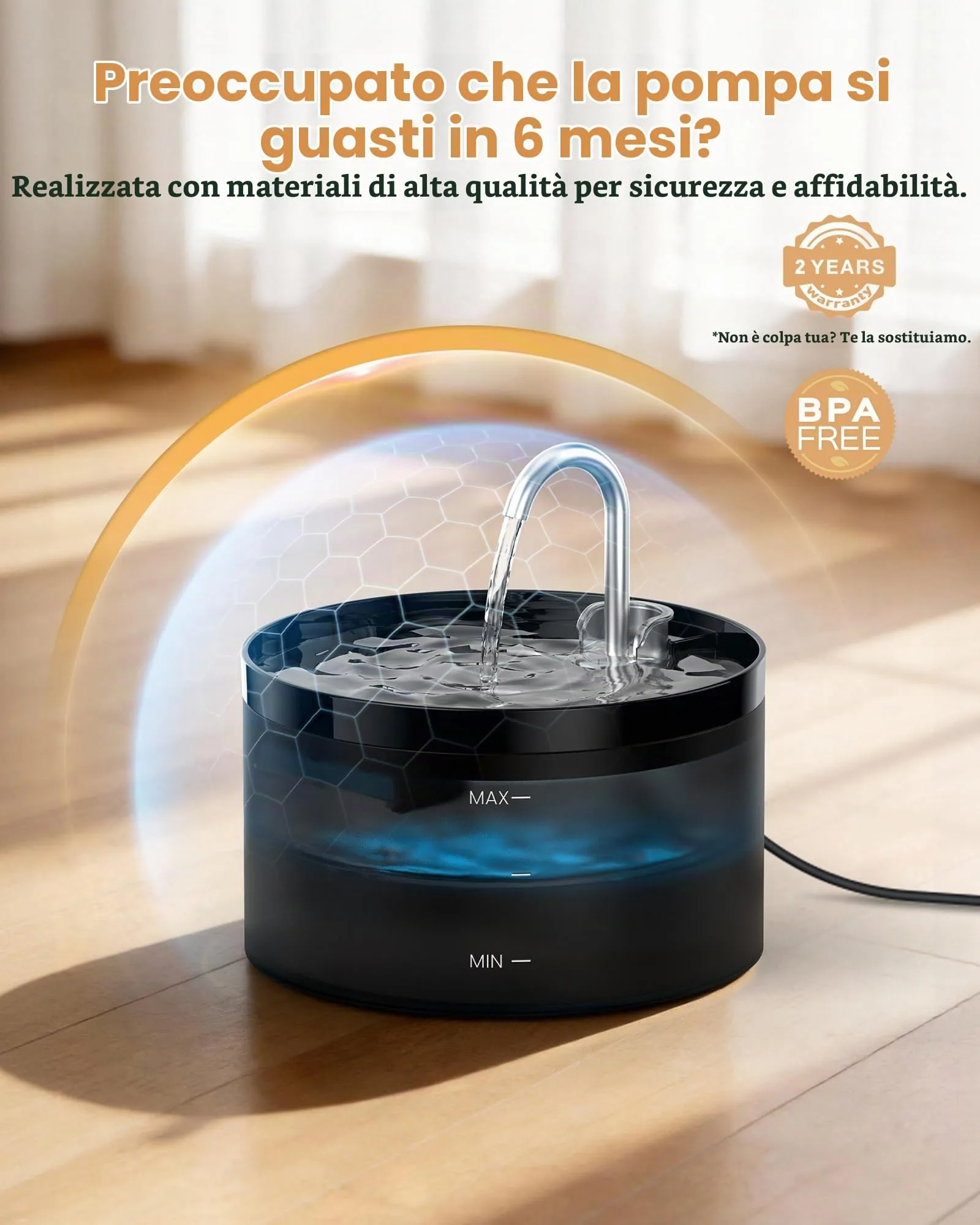 GIOTOHUN Fontanella per Gatti 2L con Rubinetto H1-BPRO - immagine 2