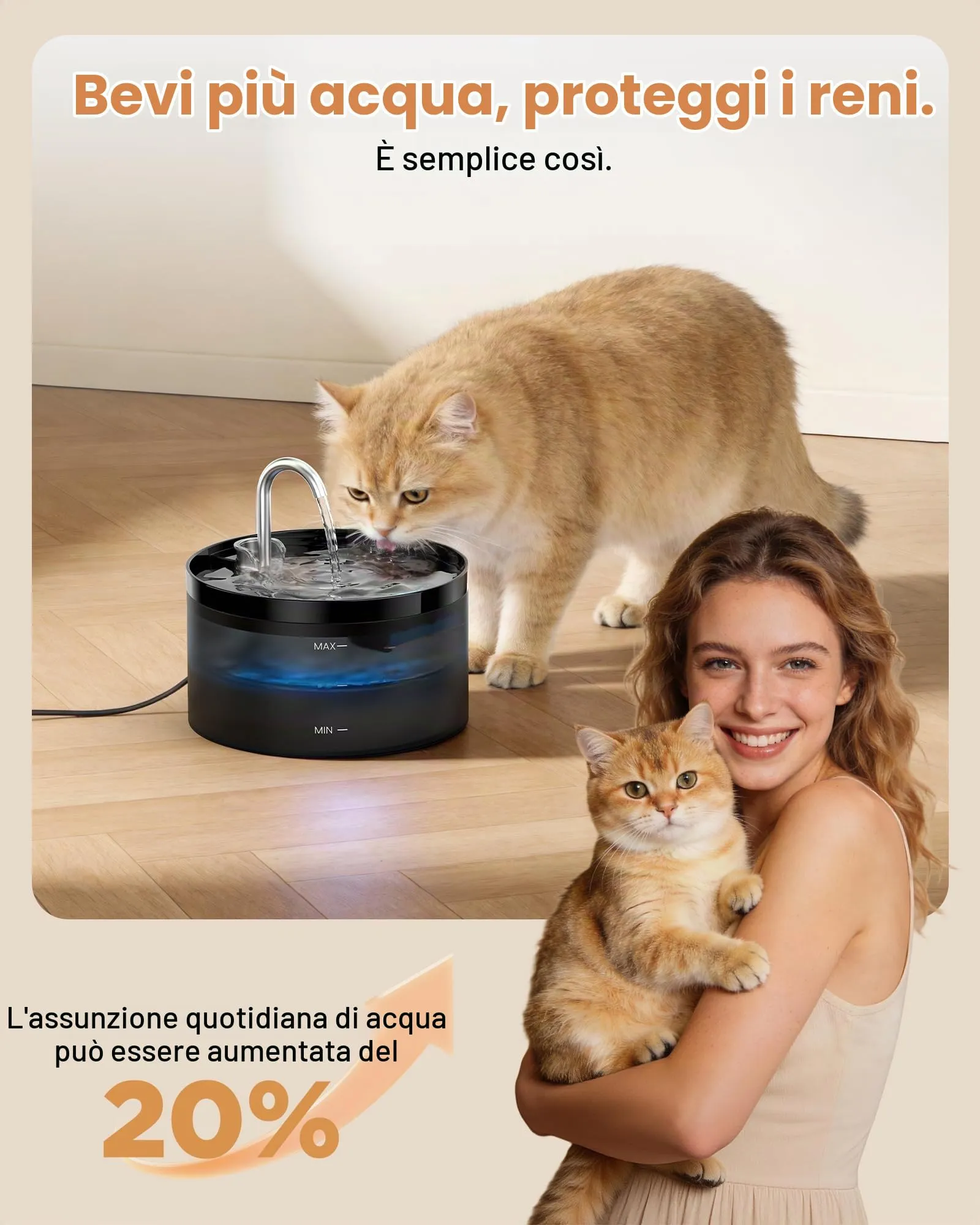 GIOTOHUN Fontanella per Gatti 2L con Rubinetto H1-BPRO - immagine 6