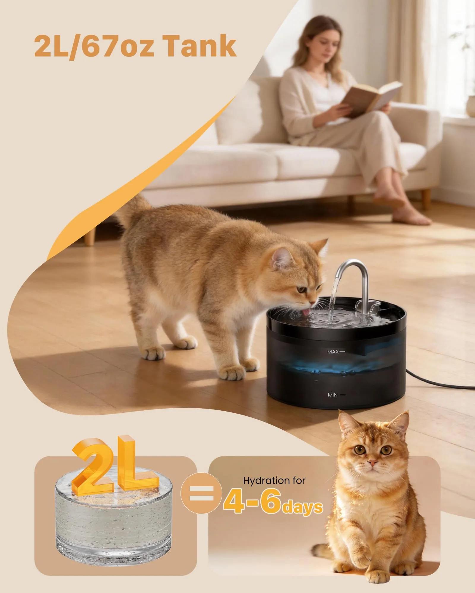 GIOTOHUN Fontanella per Gatti 2L con Rubinetto H1-BPRO - immagine 7