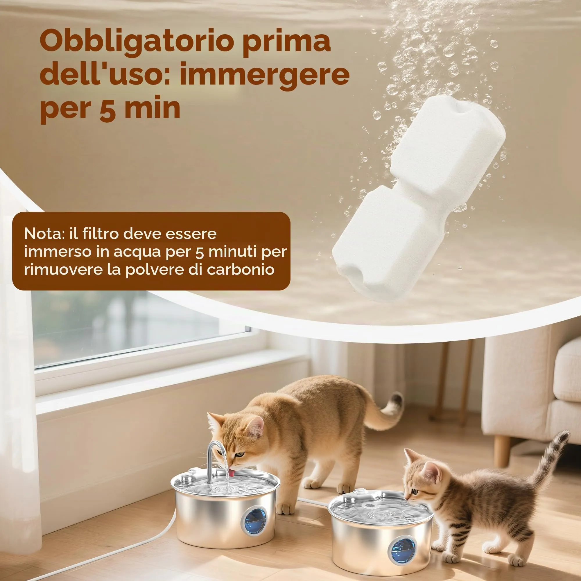 GIOTOHUN Filtri per Fontanella Gatti, 12 Filtri a Carbone e 12 Spugne - immagine 3