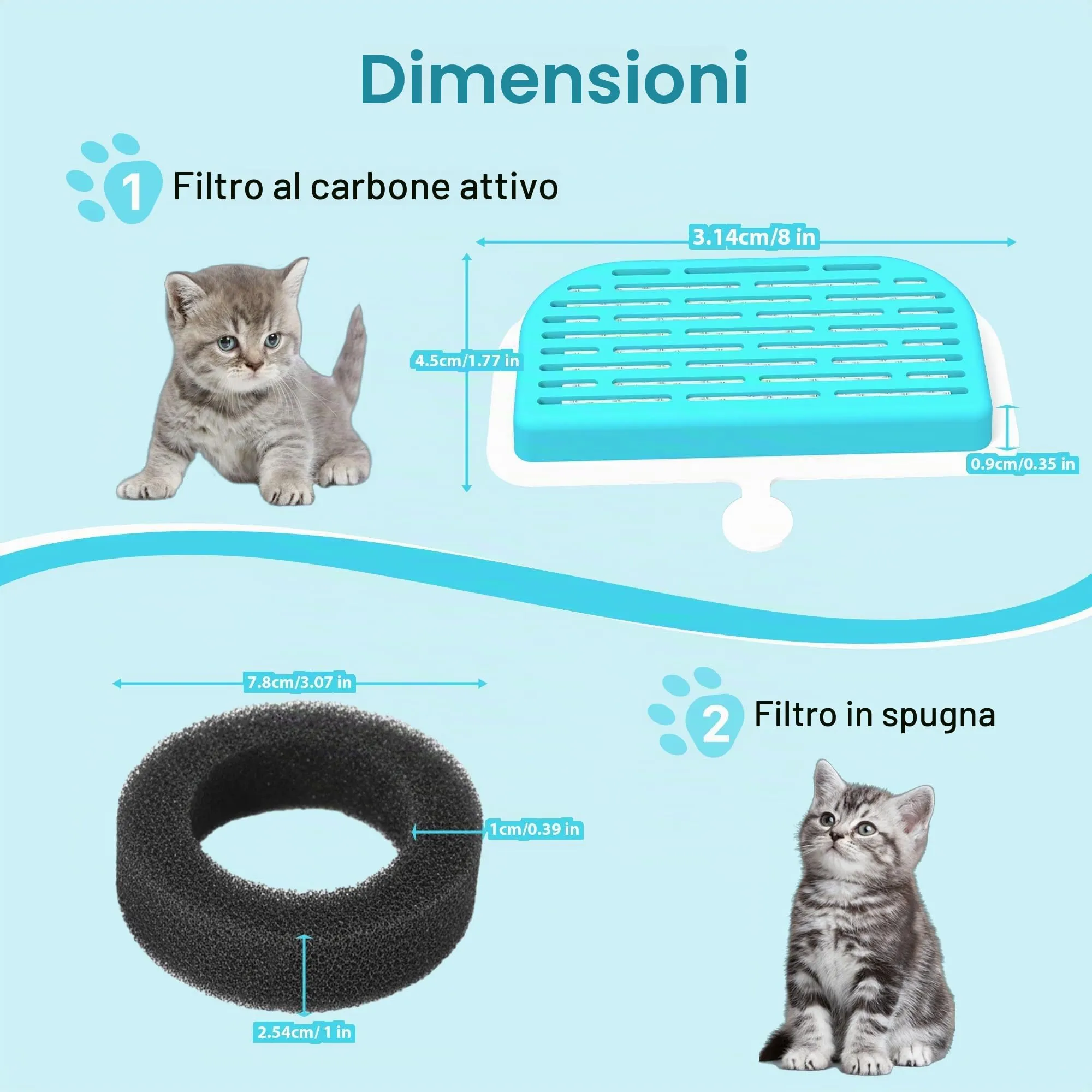 GIOTOHUN Filtri di ricambio per fontana d'acqua per gatti (12 pezzi) - immagine 8