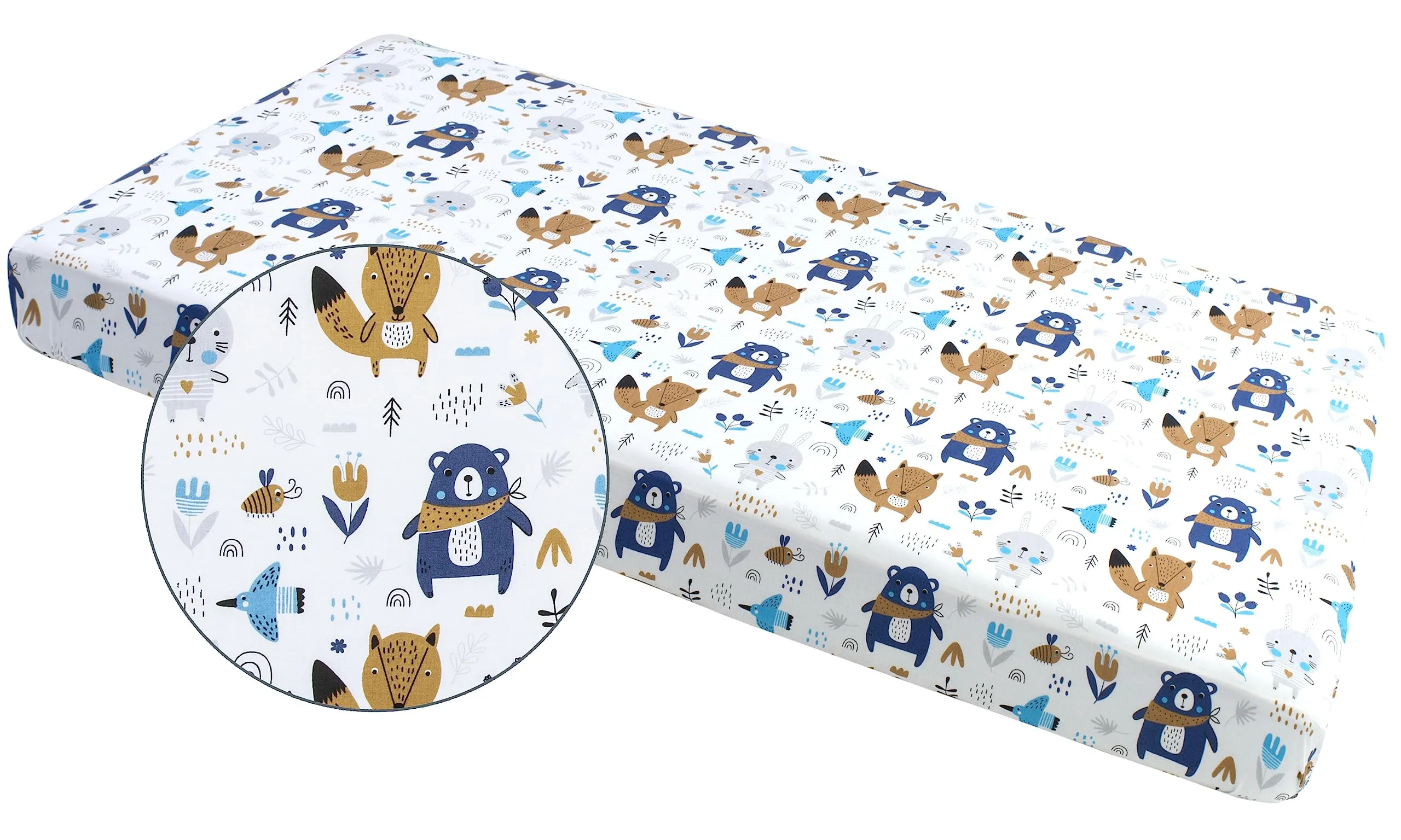 Medi Partners Lenzuola Lettino Neonato 60x120, 100% Cotone con Angoli (Boho Animals) - immagine 4