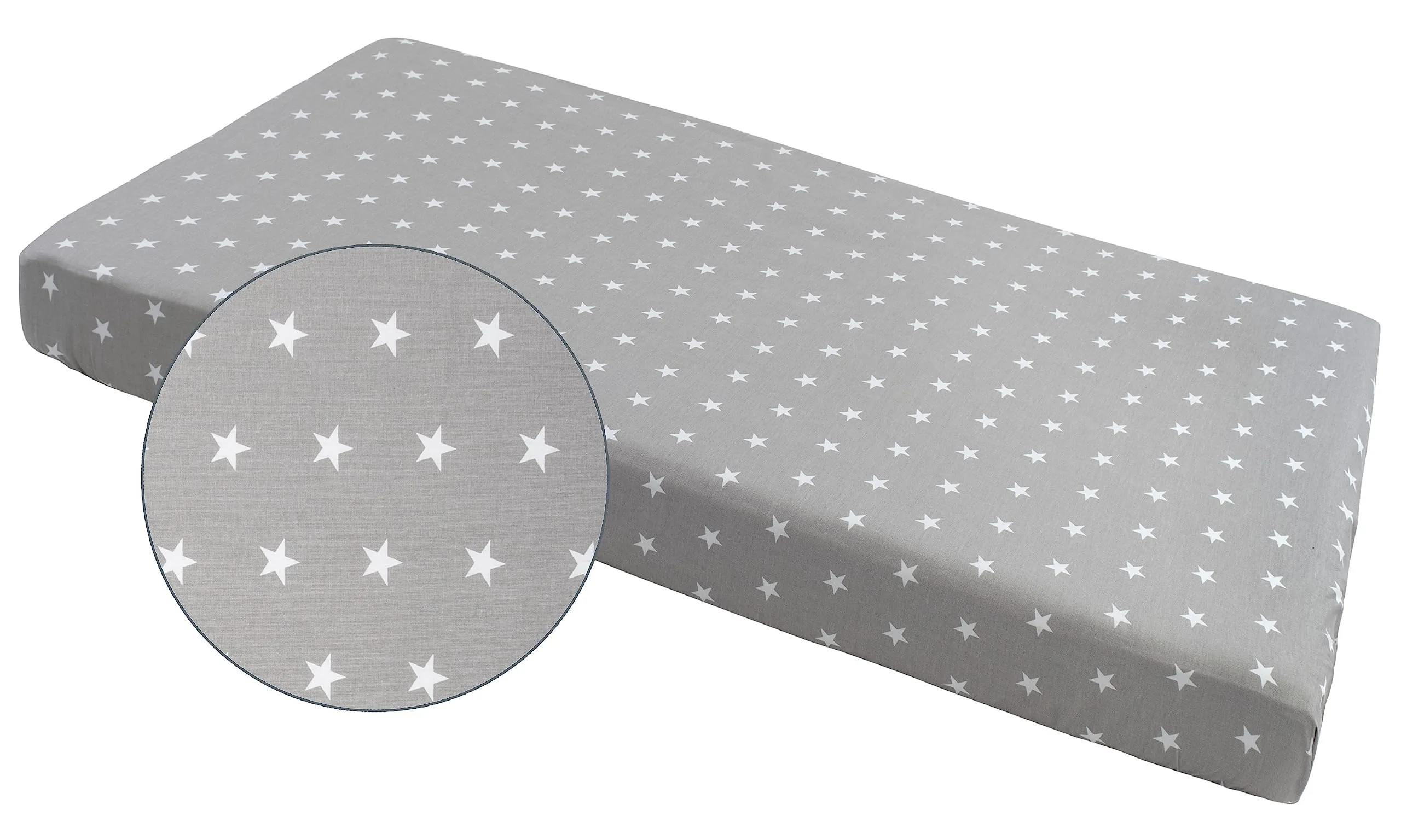 Medi Partners Lenzuolo con Angoli per Lettino Neonato 60x120, 100% Cotone (Stelle Bianche Su Grigio) - immagine 4