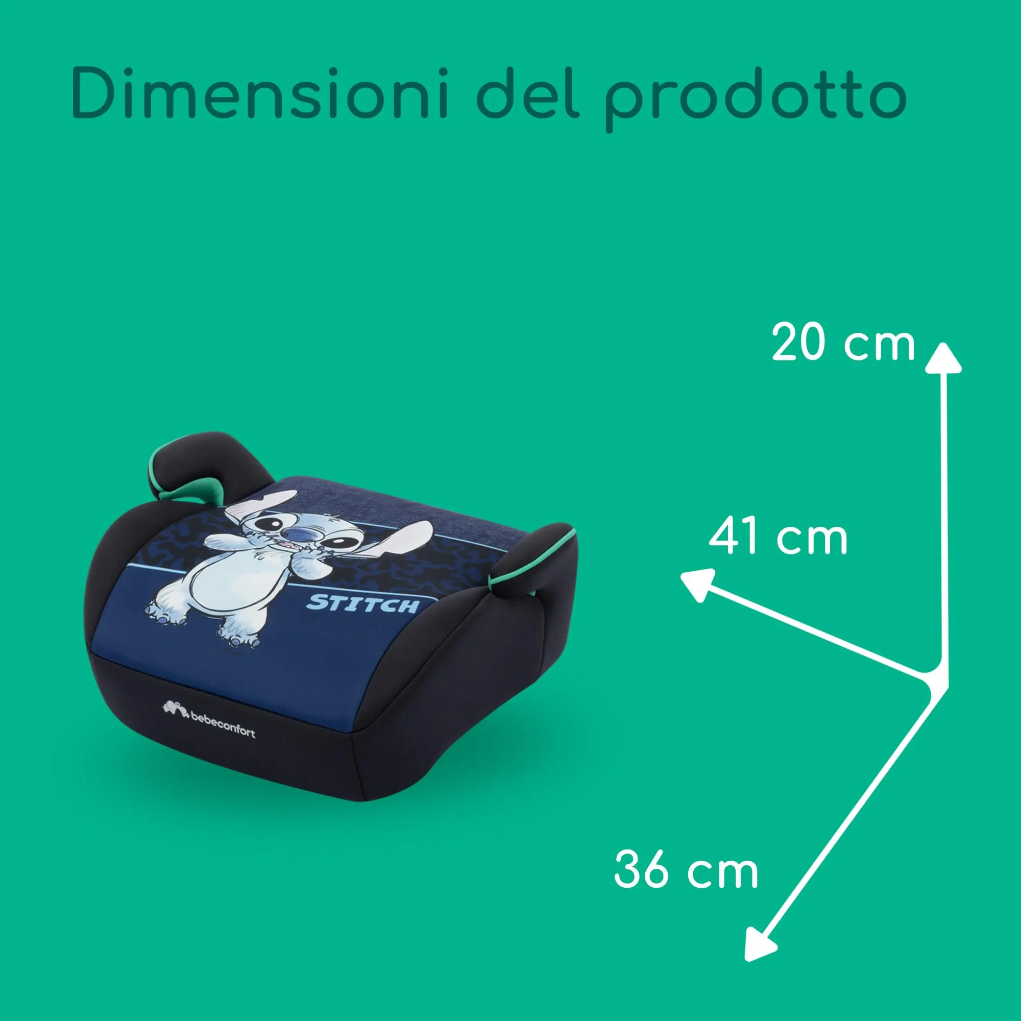 Bebeconfort Disney Manga i-Safe Rialzo Auto Bambini 6–12 Anni, 128–150 cm, Stitch - immagine 8