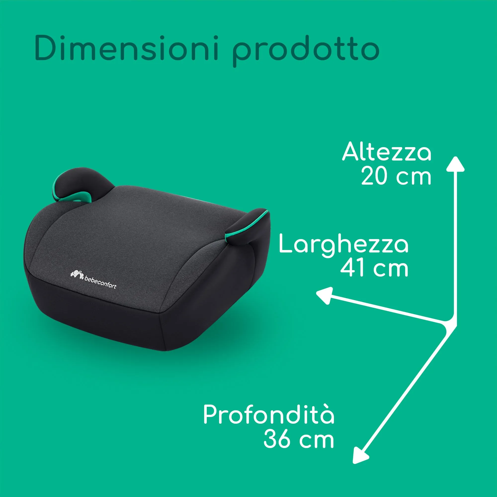 Bebeconfort Manga i-Safe Rialzo Auto, 128-150 cm, Tinted Black - immagine 8