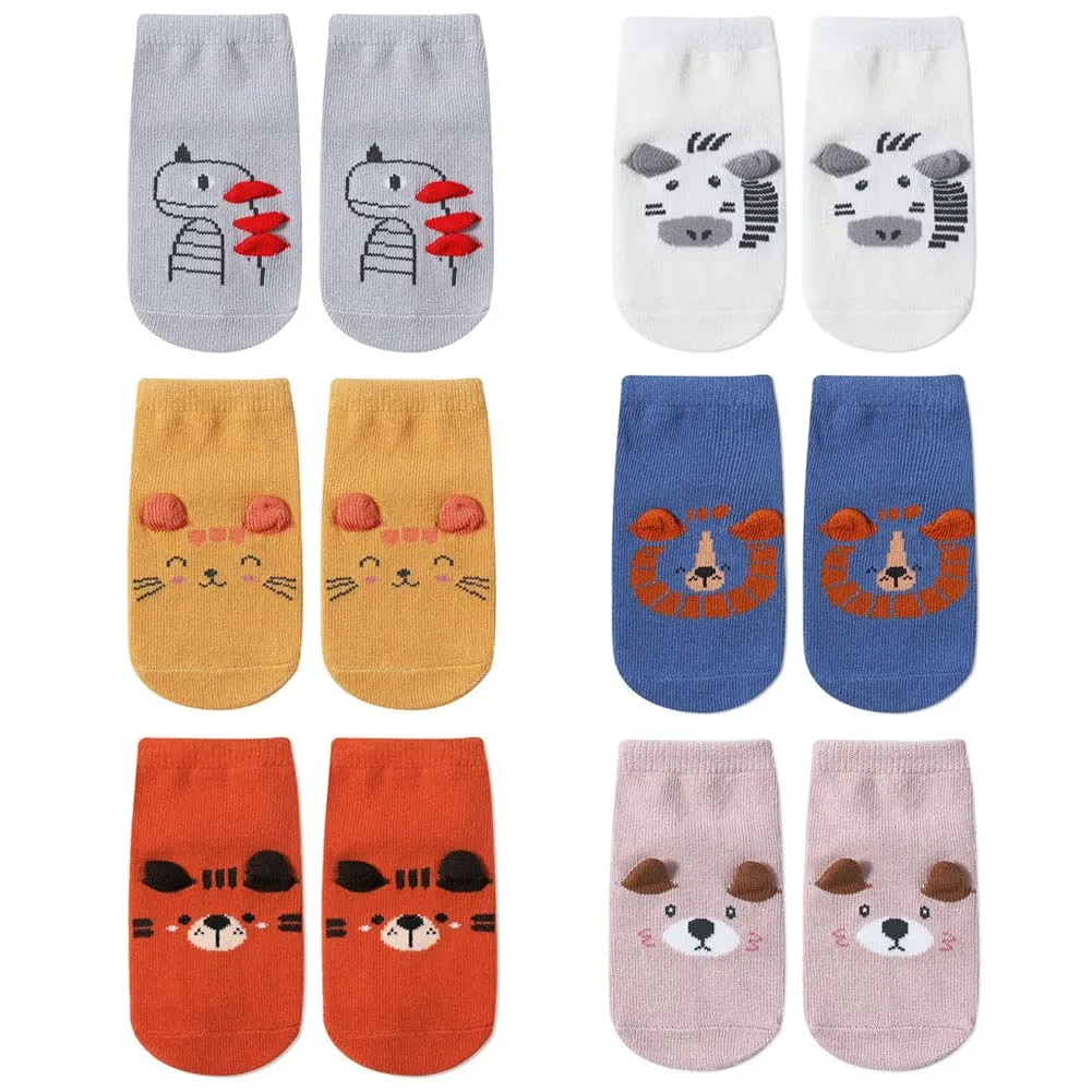 FedMois Calzini Antiscivolo in Cotone per Bambini, Motivi Animali Orso, 6 Paia, 1-3 Anni - immagine 1