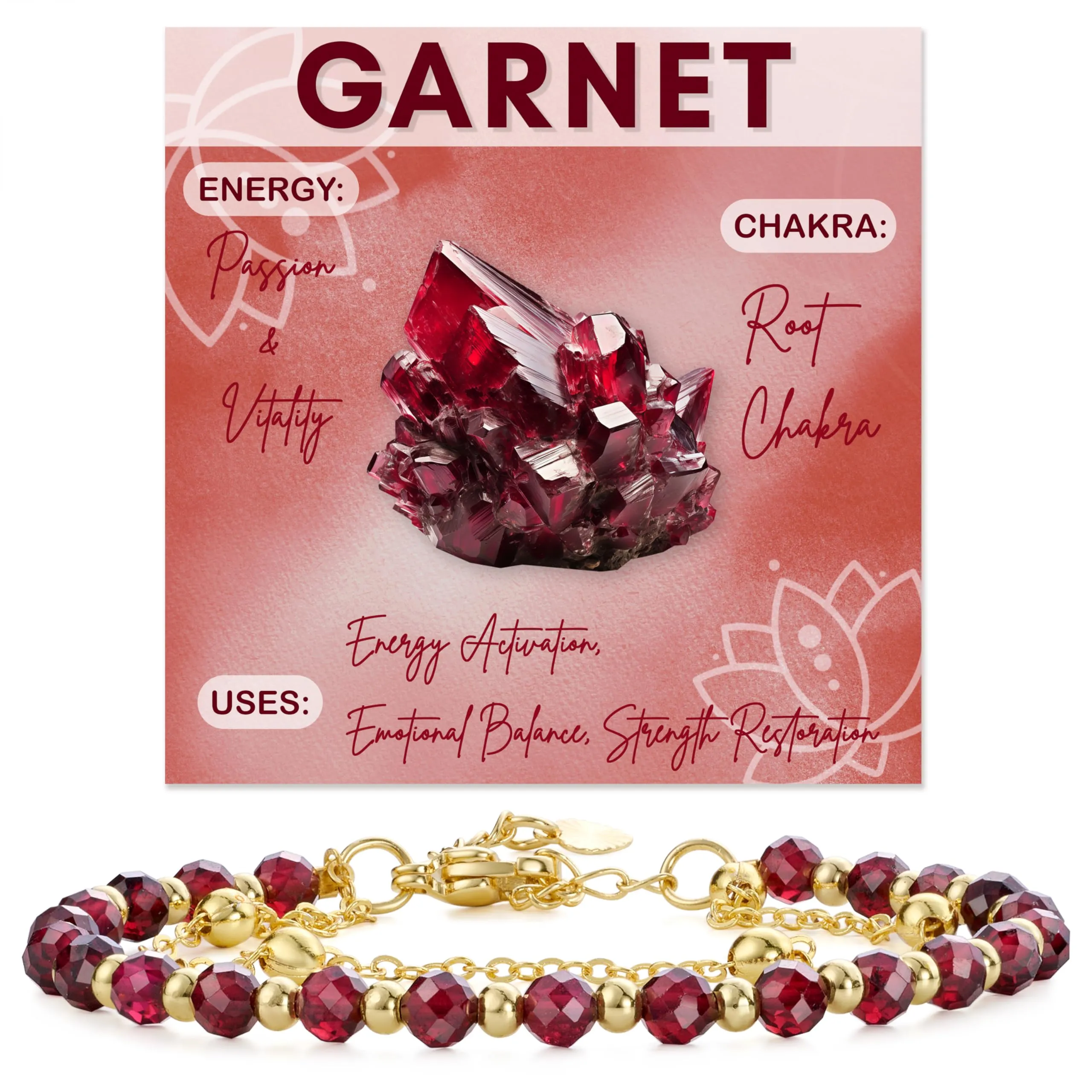 Farfume Bracciale in Granato e Pietre Naturali per Donna, 4mm - immagine 1