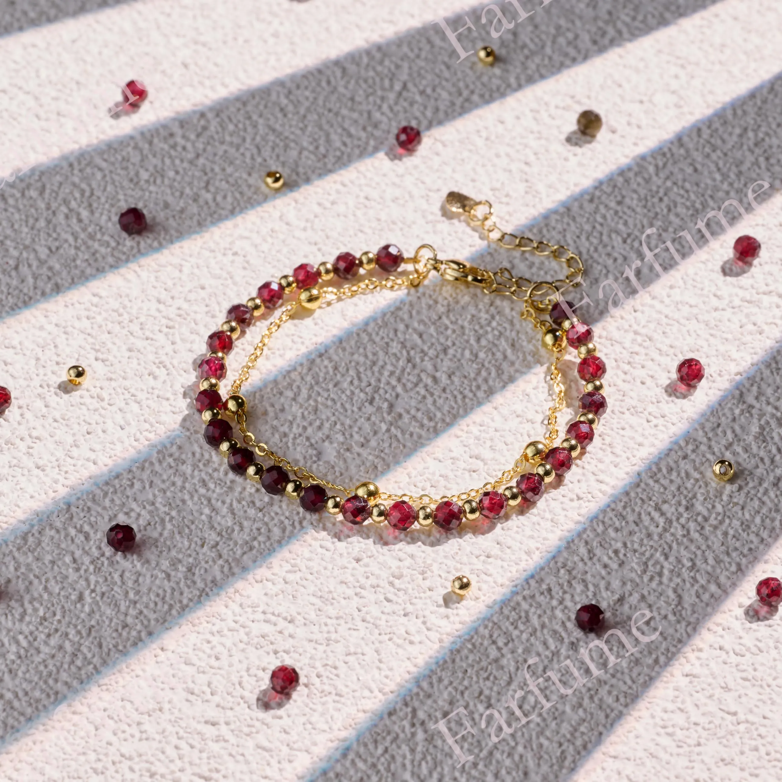 Farfume Bracciale in Granato e Pietre Naturali per Donna, 4mm - immagine 4