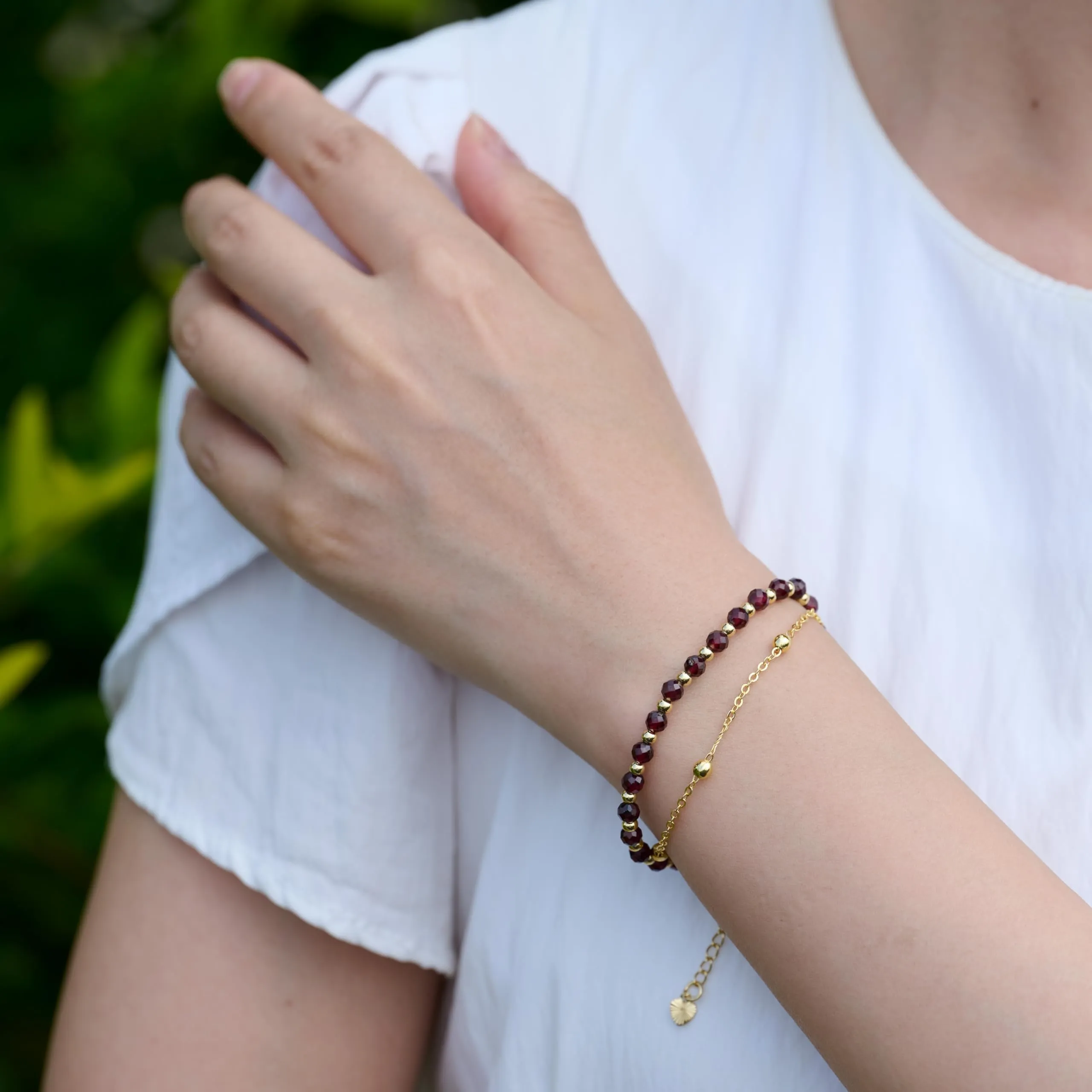 Farfume Bracciale in Granato e Pietre Naturali per Donna, 4mm - immagine 5