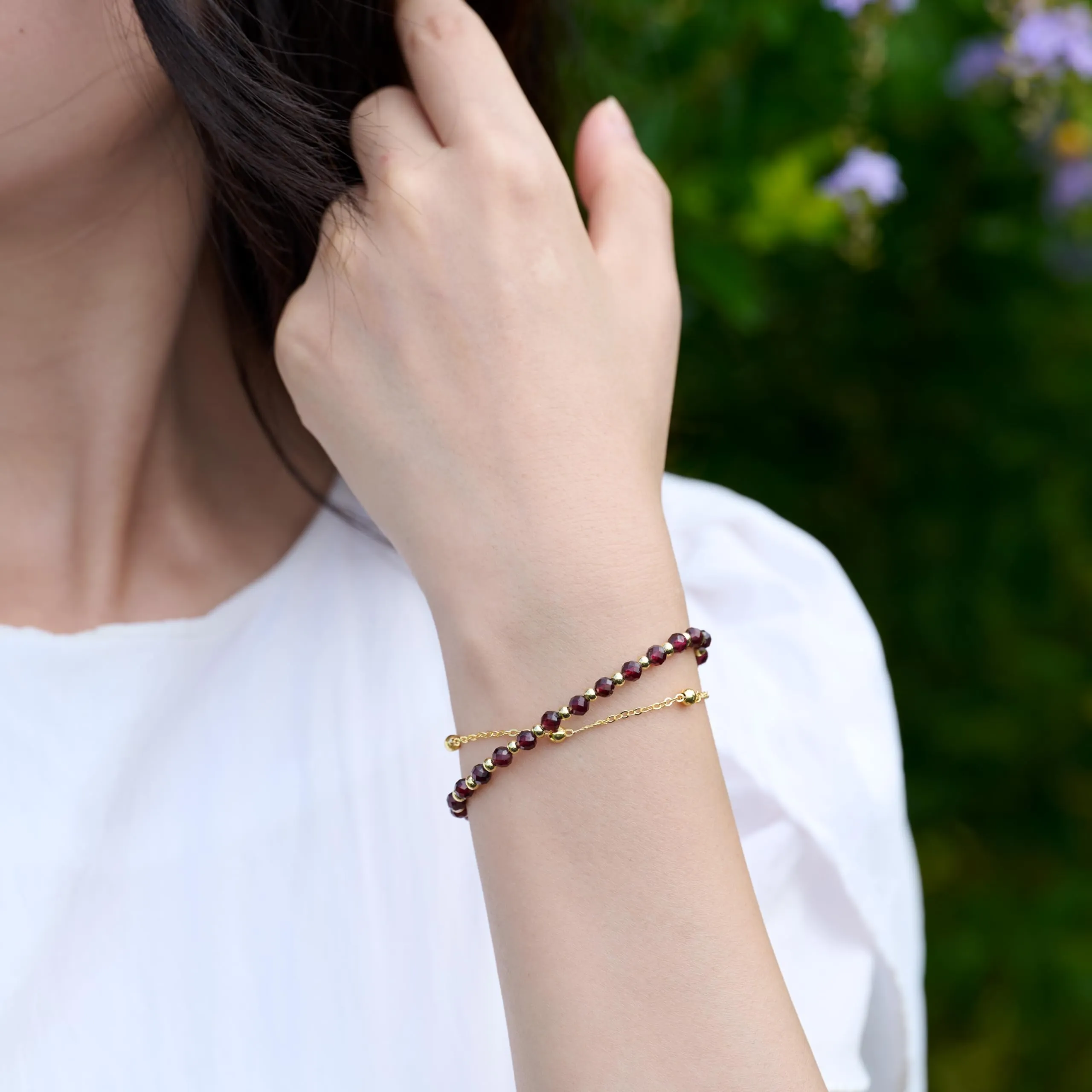 Farfume Bracciale in Granato e Pietre Naturali per Donna, 4mm - immagine 6