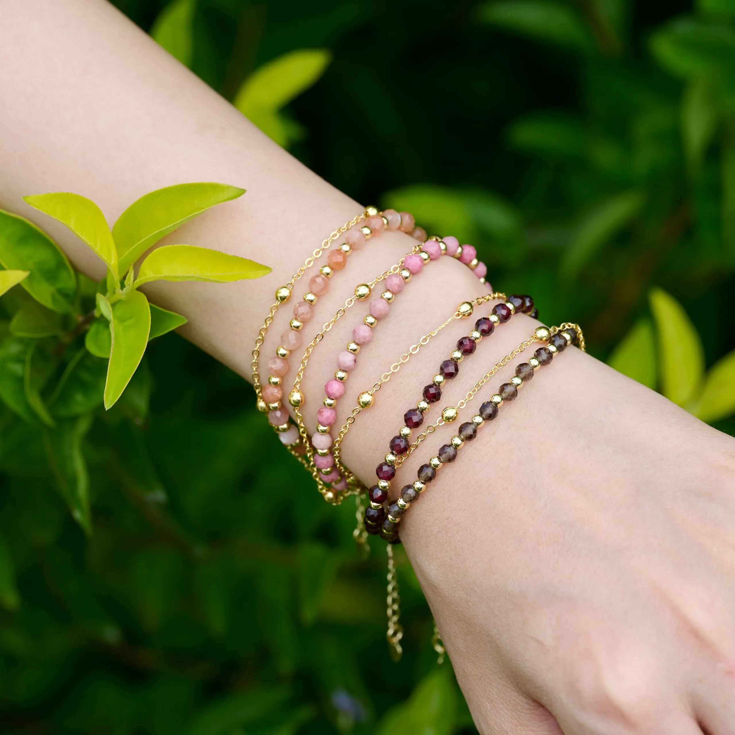 Farfume Bracciale in Granato e Pietre Naturali per Donna, 4mm - immagine 7