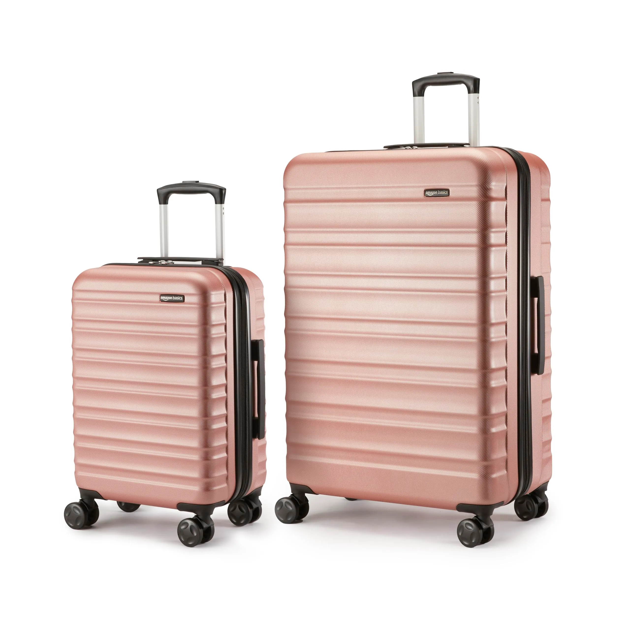 Amazon Basics Set Valigie Rigide ABS Espandibili, Piccola e Grande, Oro Rosa - immagine 1