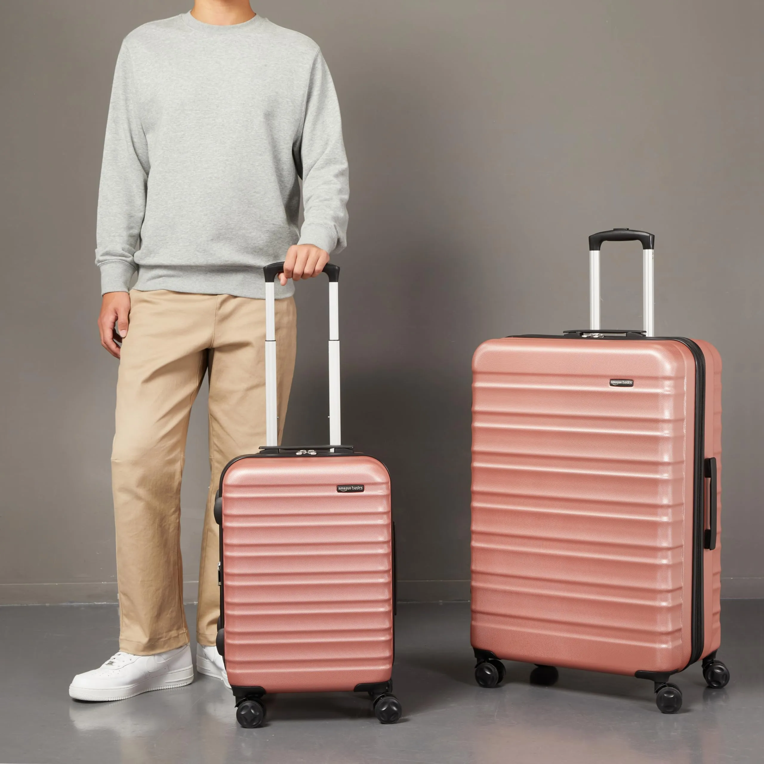 Amazon Basics Set Valigie Rigide ABS Espandibili, Piccola e Grande, Oro Rosa - immagine 5