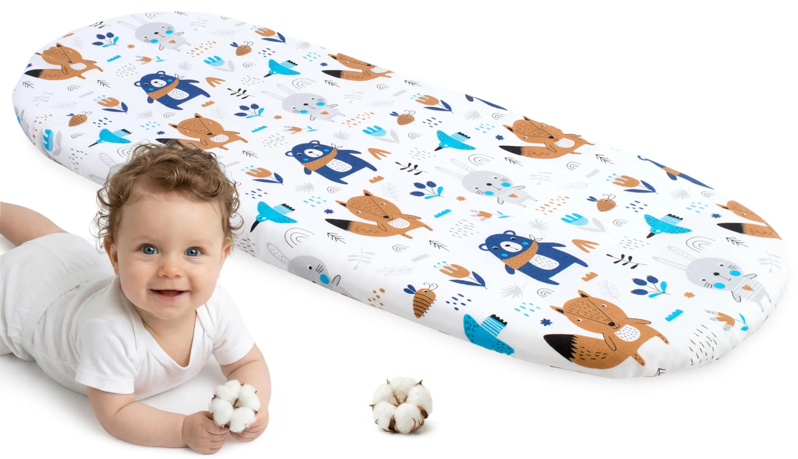 Medi Partners Lenzuolo con angoli elasticizzati per passeggino, 86 x 40 cm, 100% cotone - immagine 1