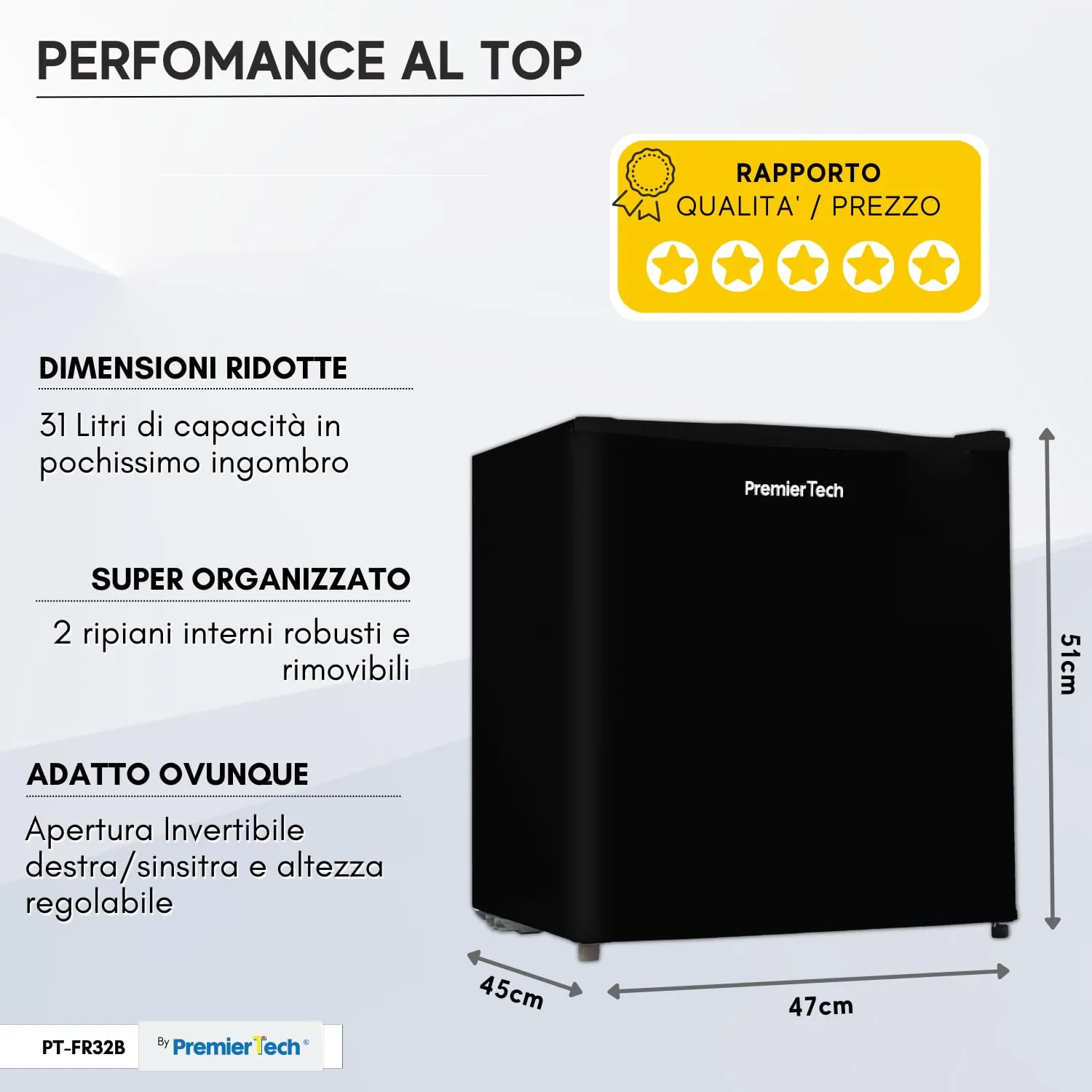 PremierTech Mini Freezer 31 Litri Nero PT-FR32B - immagine 6