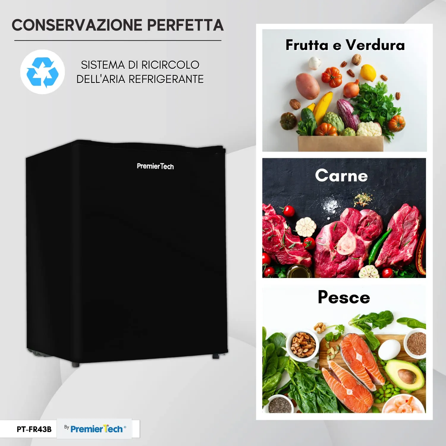 PremierTech Mini Congelatore da Tavolo 42 Litri Nero PT-FR43B - immagine 5