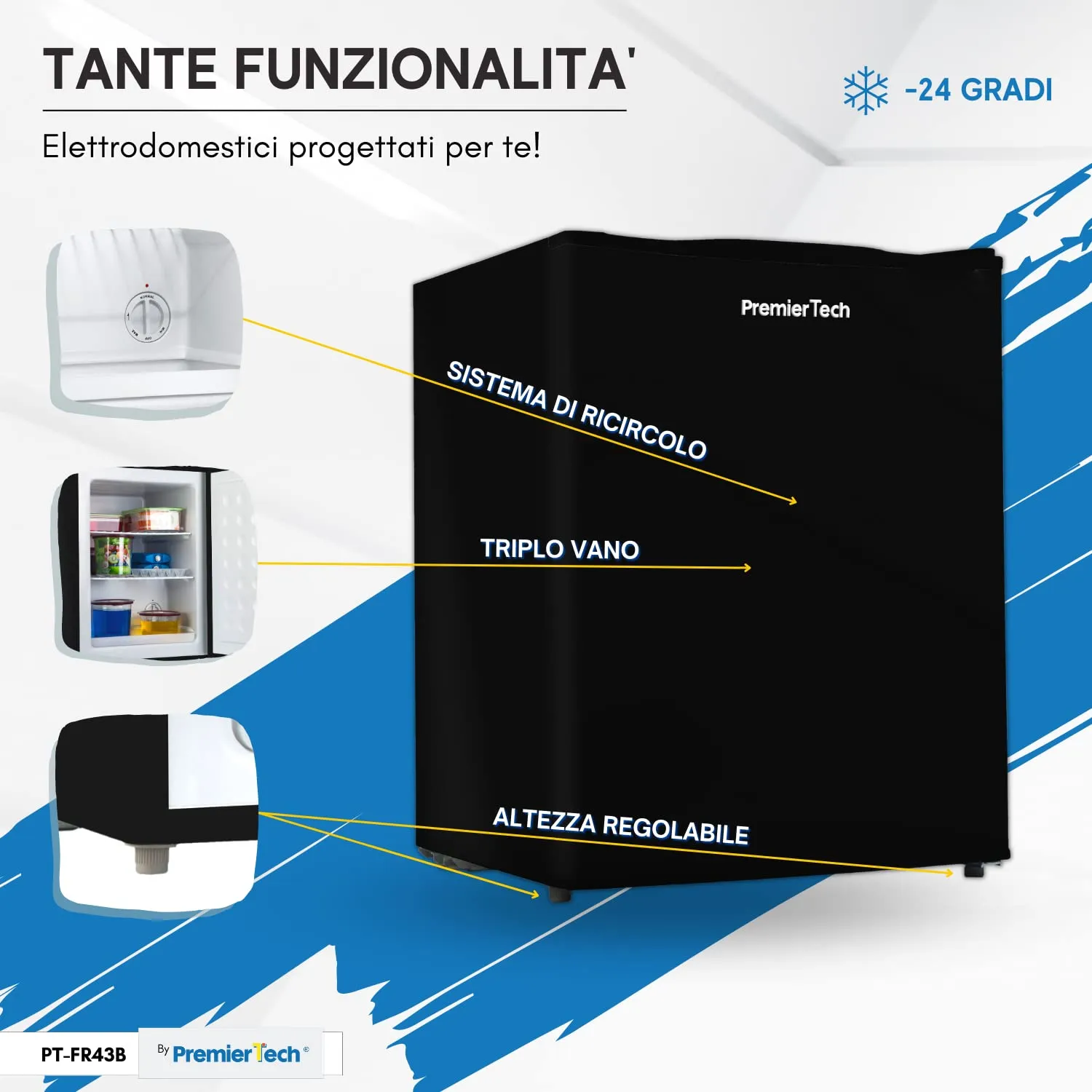 PremierTech Mini Congelatore da Tavolo 42 Litri Nero PT-FR43B - immagine 7