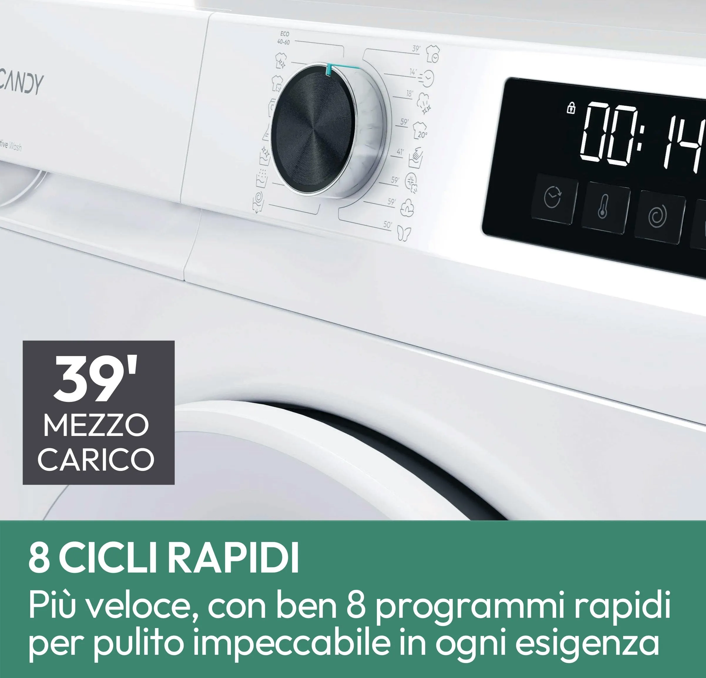 Candy ProWash 300 Lavatrice 9 kg, 1400 Giri, Classe A-20%, Bianca - immagine 9