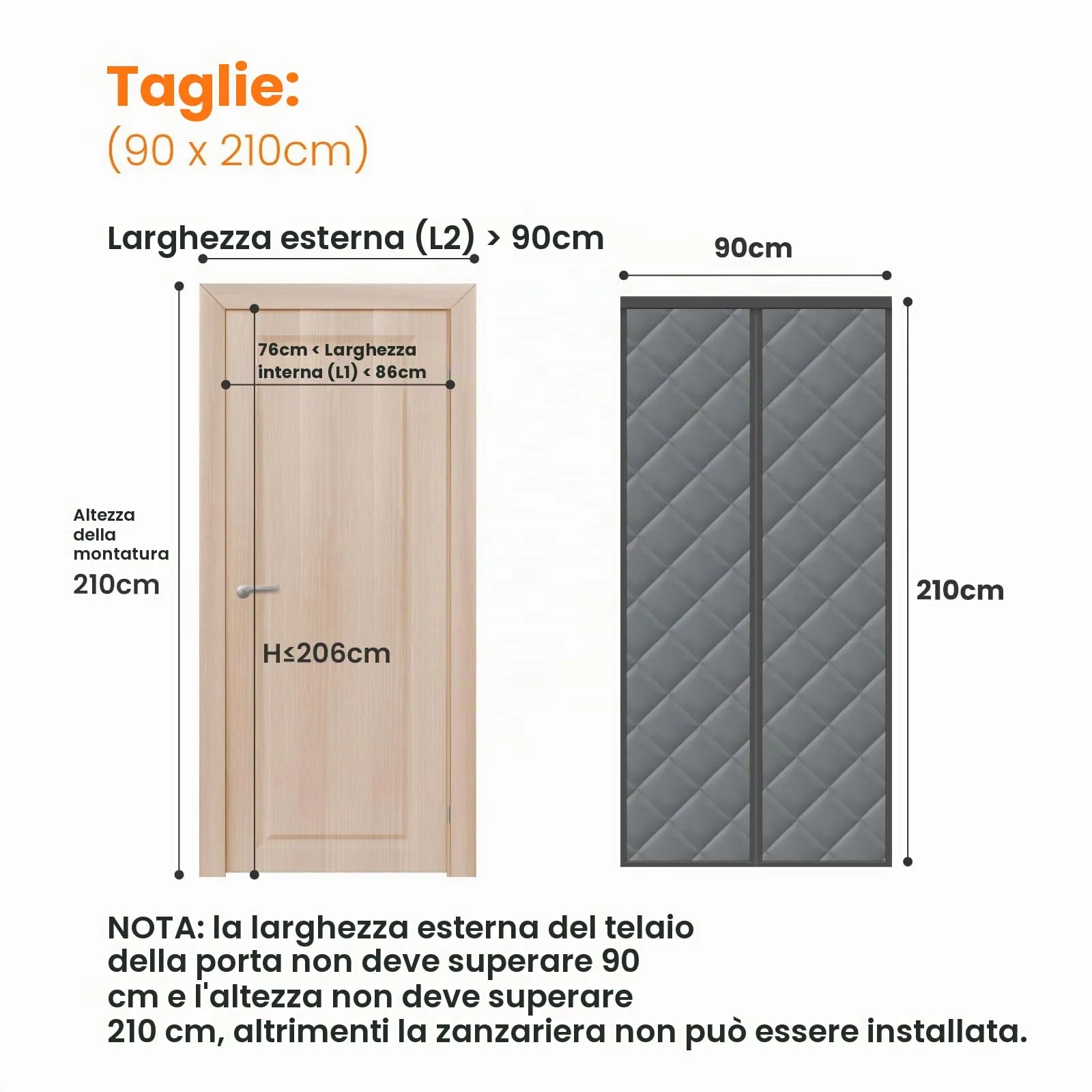 MYCARBON Zanzariera Tenda Termica Magnetica (90x210cm) - immagine 2