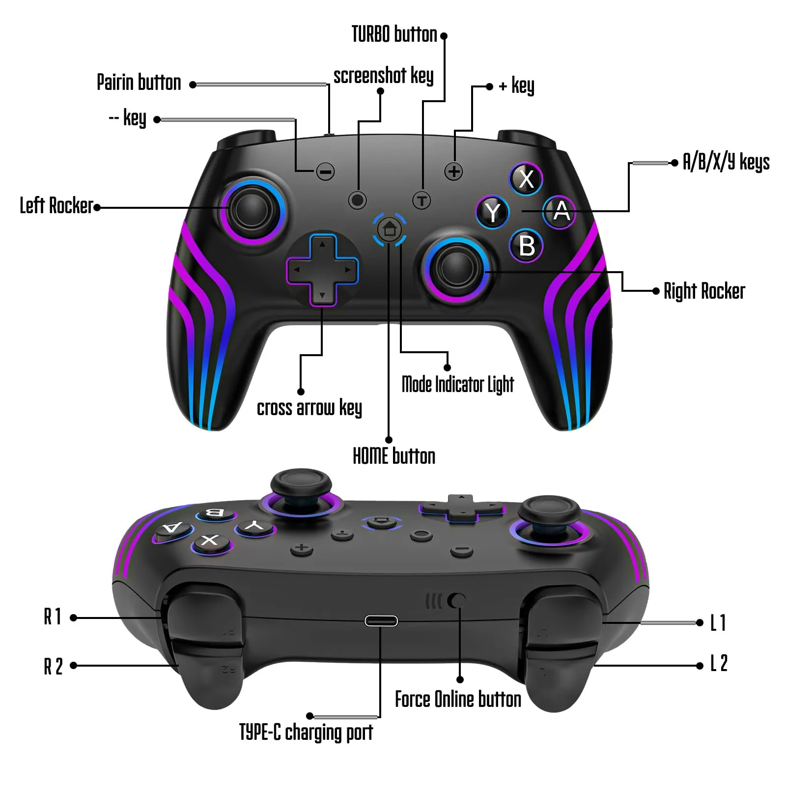 MYSTILUCK Controller Pro Wireless for Switch, Switch 2, Lite, OLED, PC - immagine 7