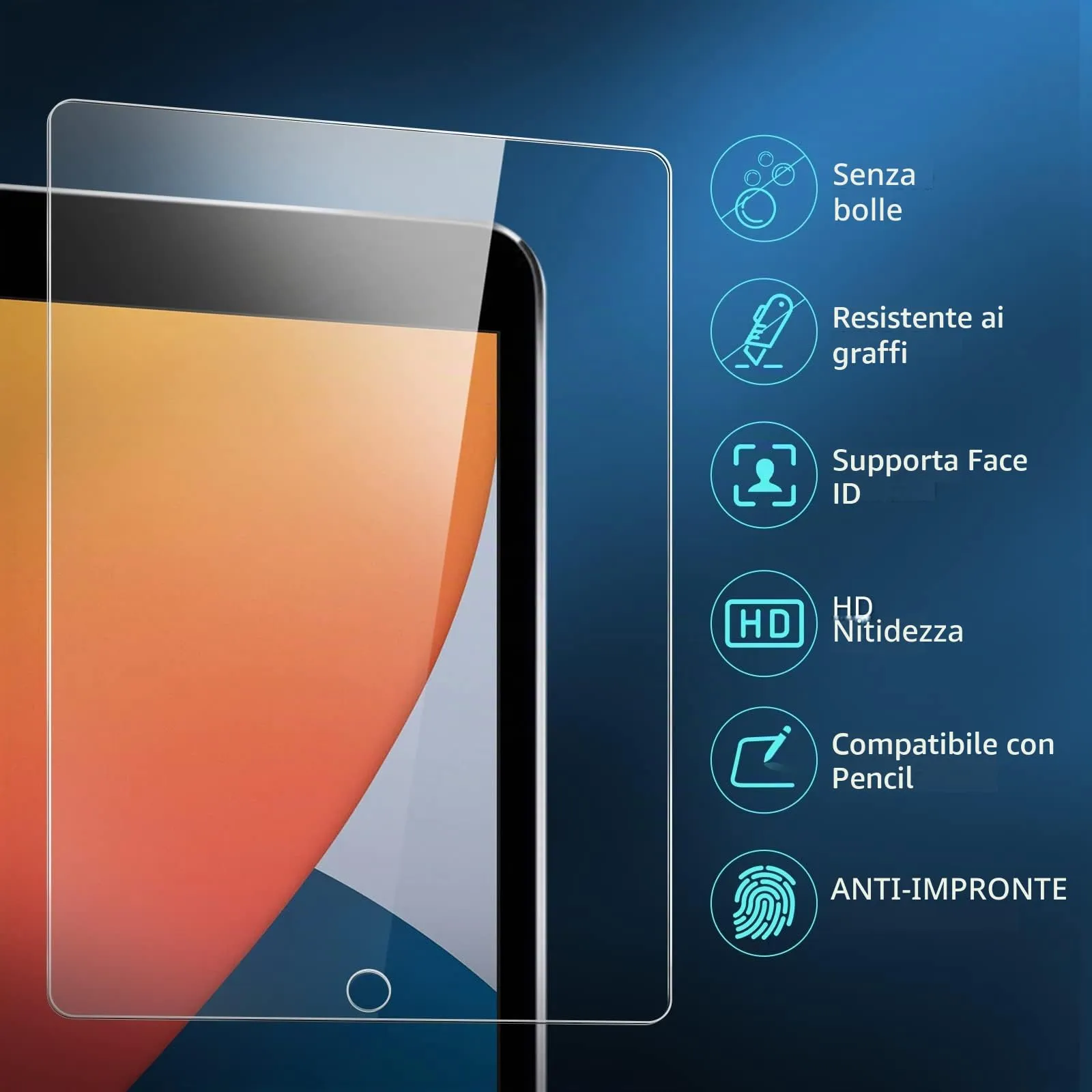 NEW'C Pellicola in Vetro Temperato per iPad 9/8/7 10,2 pollici - immagine 2