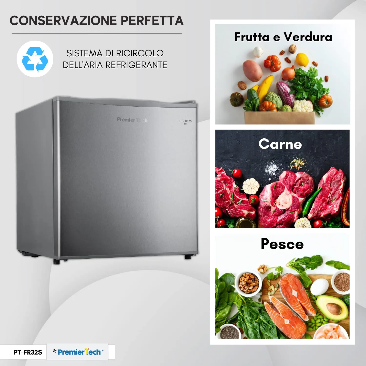 PremierTech Mini Congelatore da Tavolo 32L Silver PT-FR32S - immagine 3