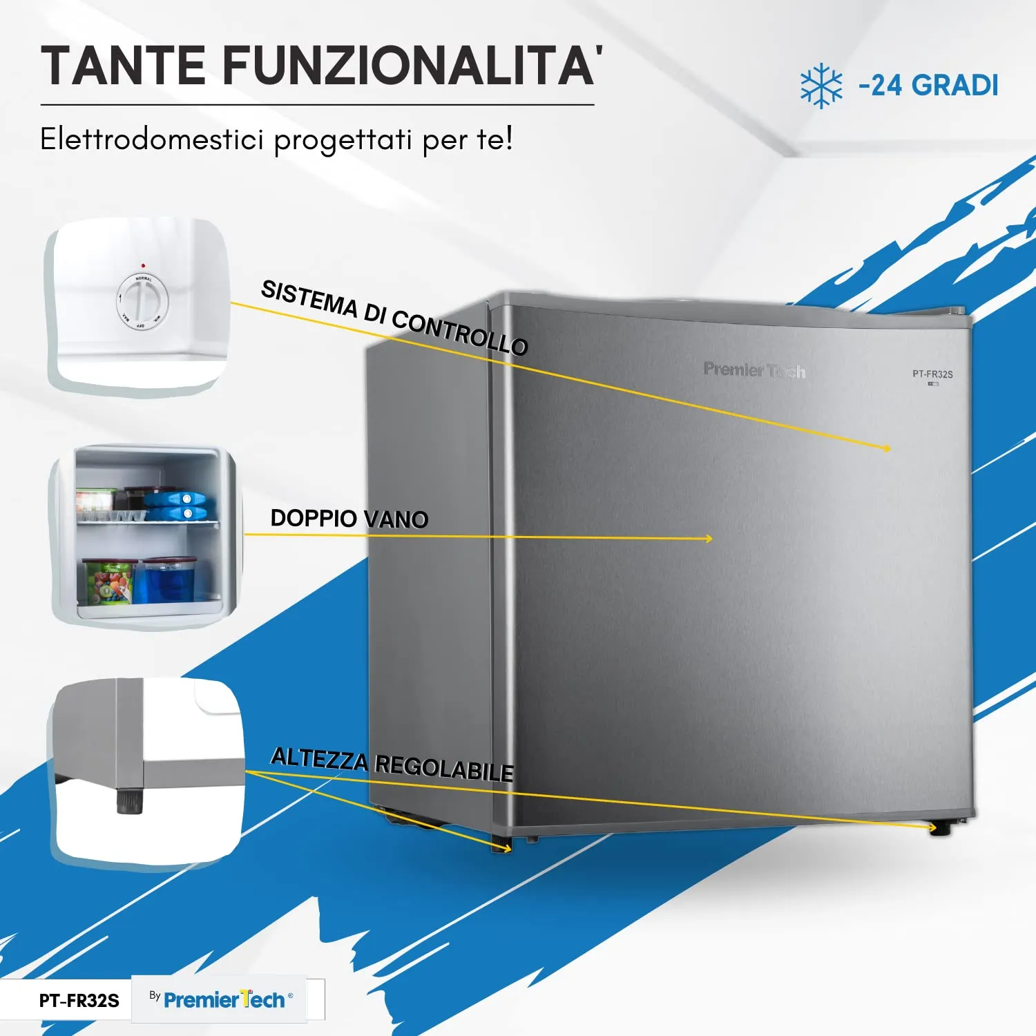 PremierTech Mini Congelatore da Tavolo 32L Silver PT-FR32S - immagine 5