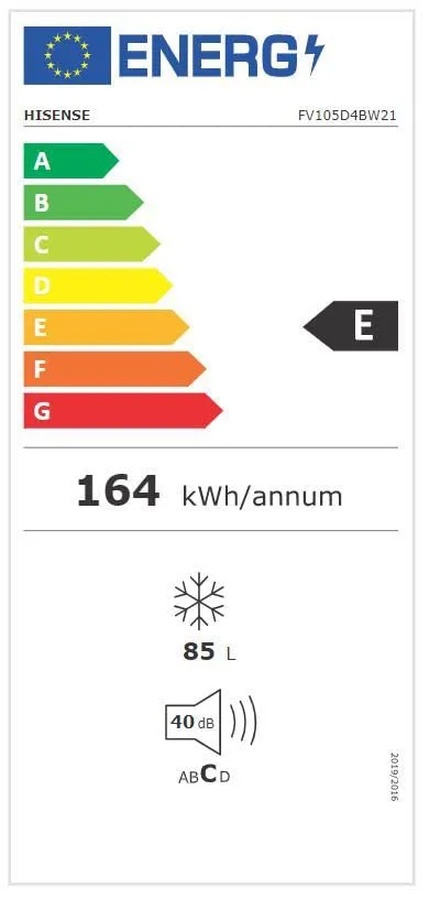 Hisense FV105D4BW21 Congelatore Sottotavolo Monoporta, 82 Litri, Bianco - immagine 8