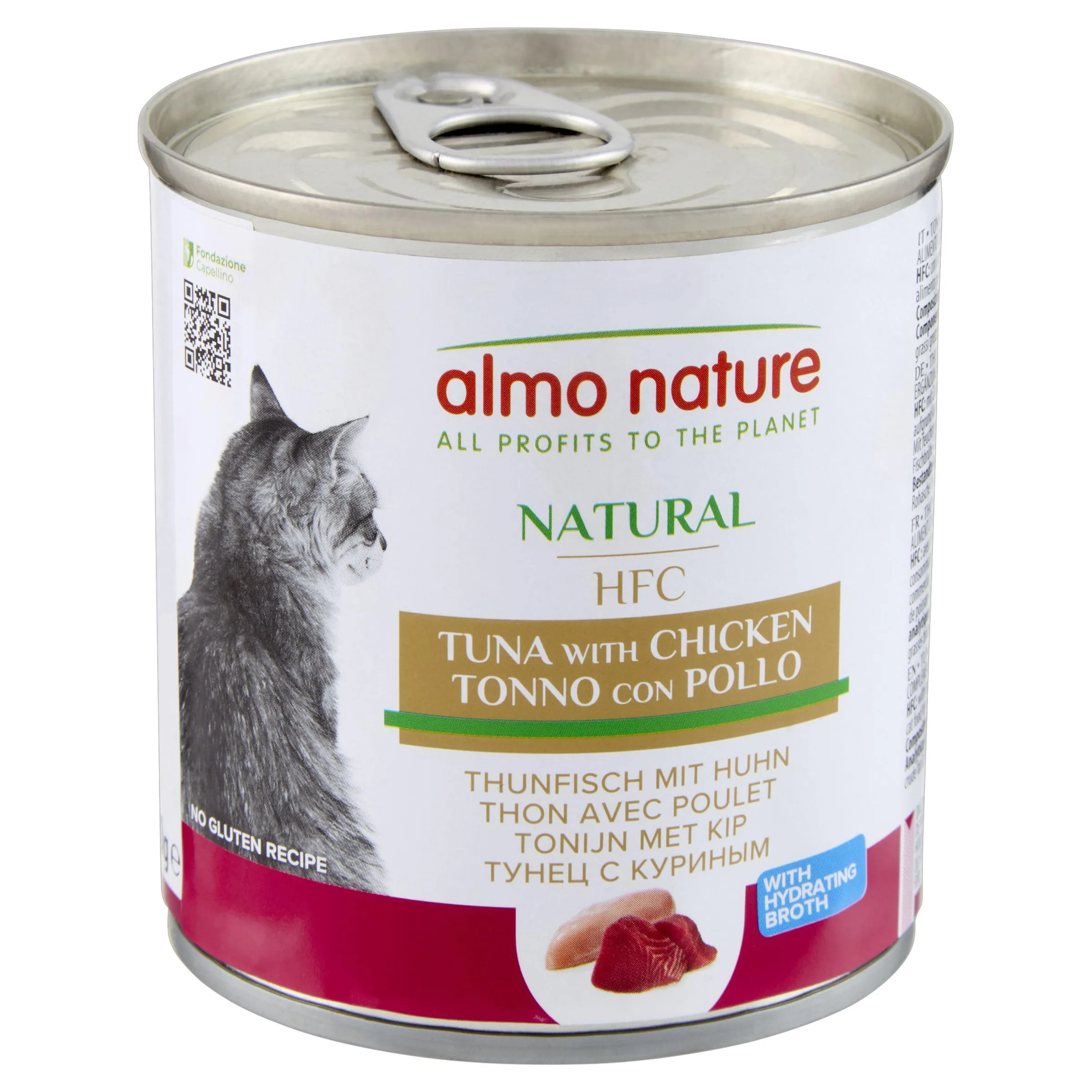 Almo Nature HFC Natural Alimento Umido per Gatti Tonno con Pollo, 280g, Confezione da 12 - immagine 1