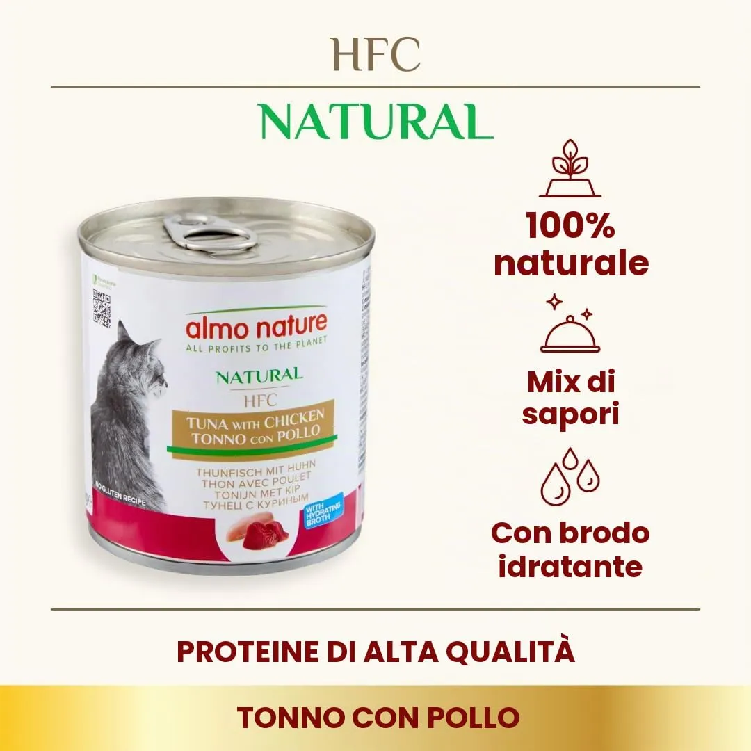 Almo Nature HFC Natural Alimento Umido per Gatti Tonno con Pollo, 280g, Confezione da 12 - immagine 2
