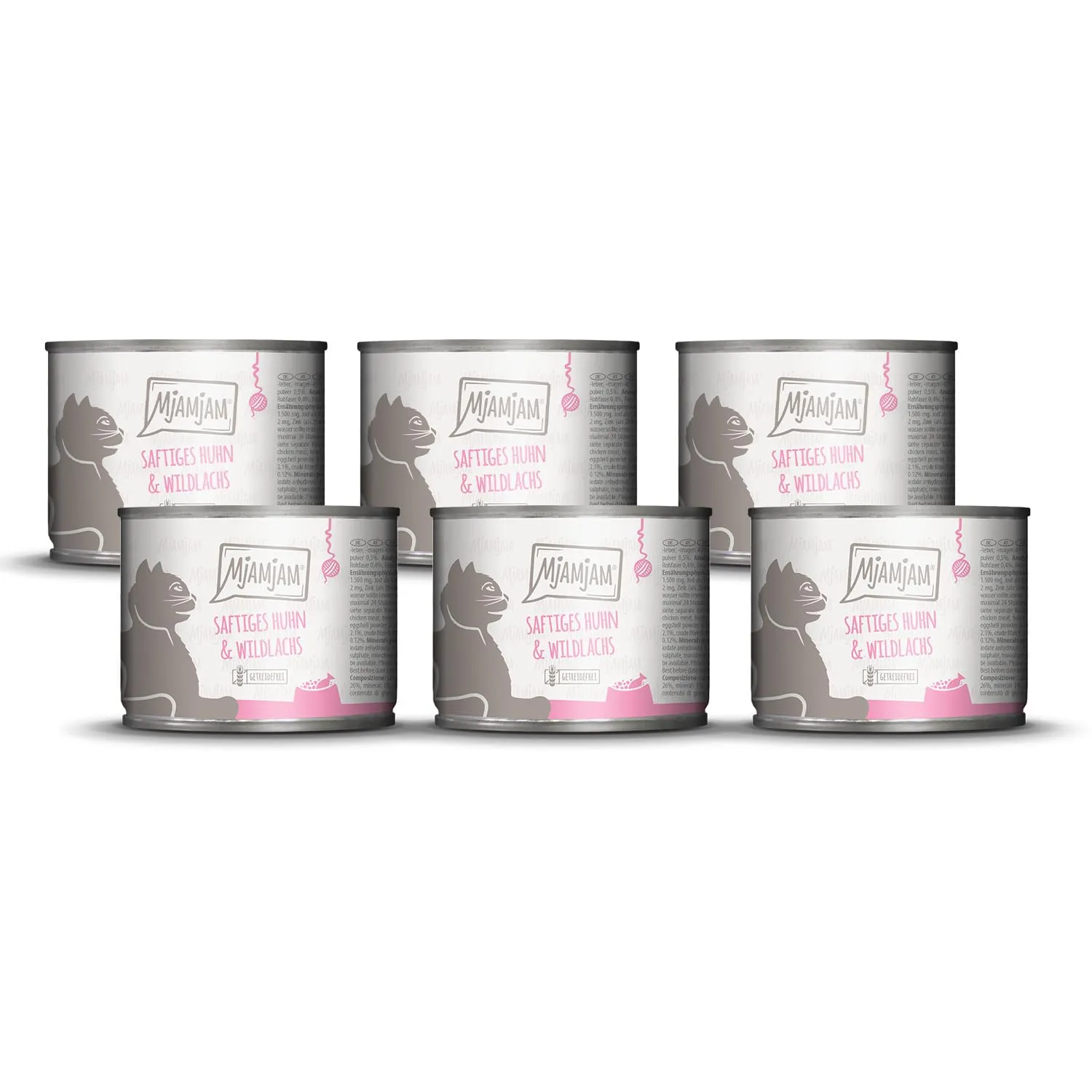 MjAMjAM Cibo Umido Premium per Gatti Pollo e Salmone, Senza Cereali, 6 x 200 g - immagine 1