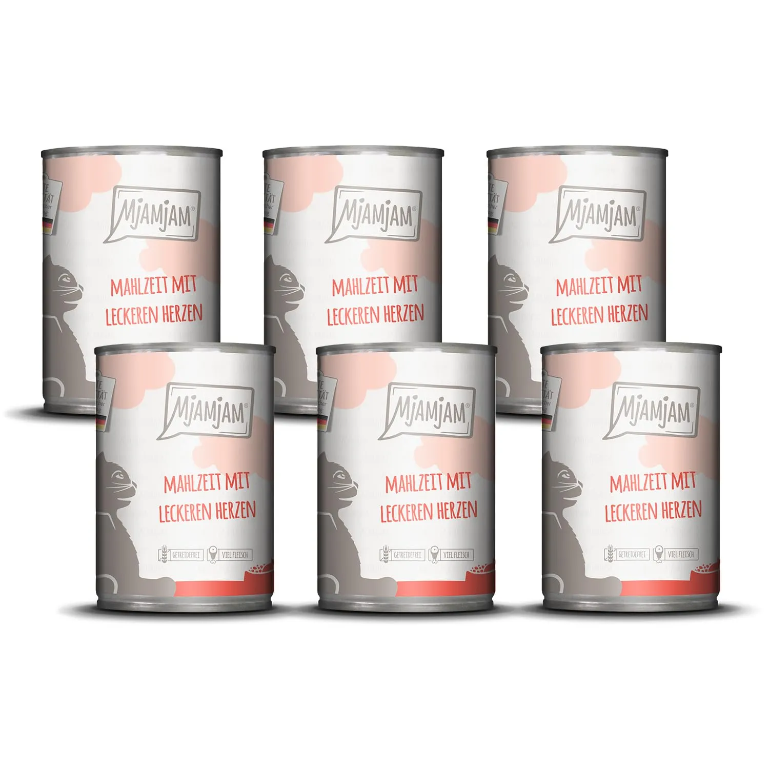 MjAMjAM Cibo Umido per Gatti con Cuori, Senza Cereali, 6 x 400 g - immagine 1