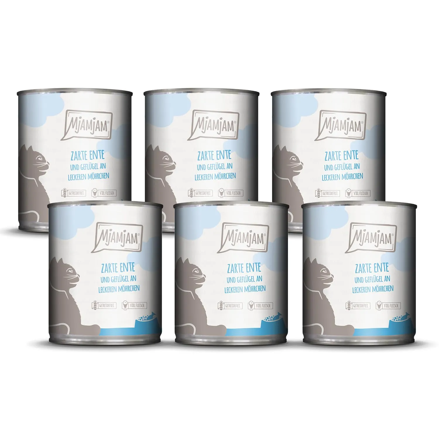 MjAMjAM Cibo Umido per Gatti Anatra e Pollame con Carote, Senza Cereali, 6 x 800 g - immagine 1