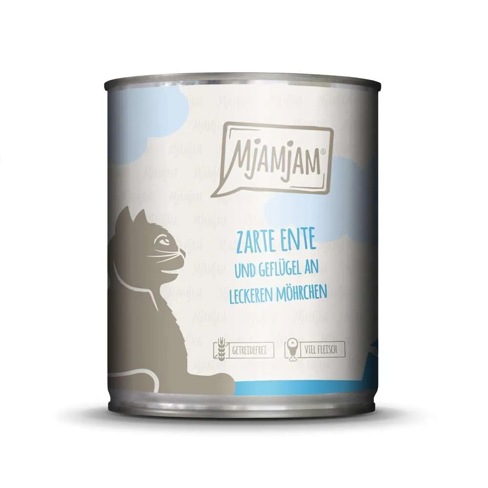MjAMjAM Cibo Umido per Gatti Anatra e Pollame con Carote, Senza Cereali, 6 x 800 g - immagine 4