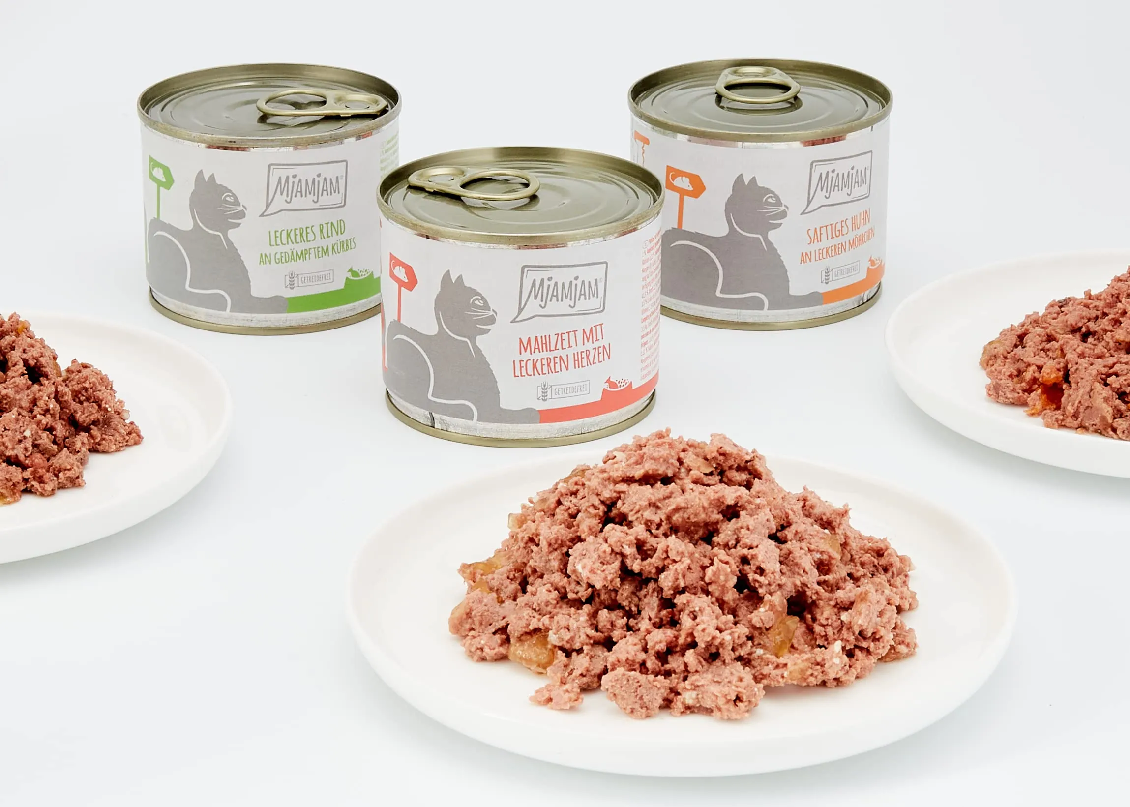 MjAMjAM Cibo Umido Premium per Gatti Confezione Mista I Pollo, Manzo, Cuori, 6 x 200 g, Senza Cereali - immagine 2