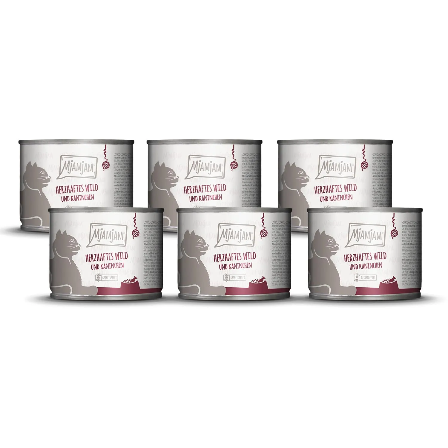 MjAMjAM Cibo Umido per Gatti alla Selvaggina e Coniglio con Mirtilli, Senza Cereali, 6 x 200 g - immagine 1
