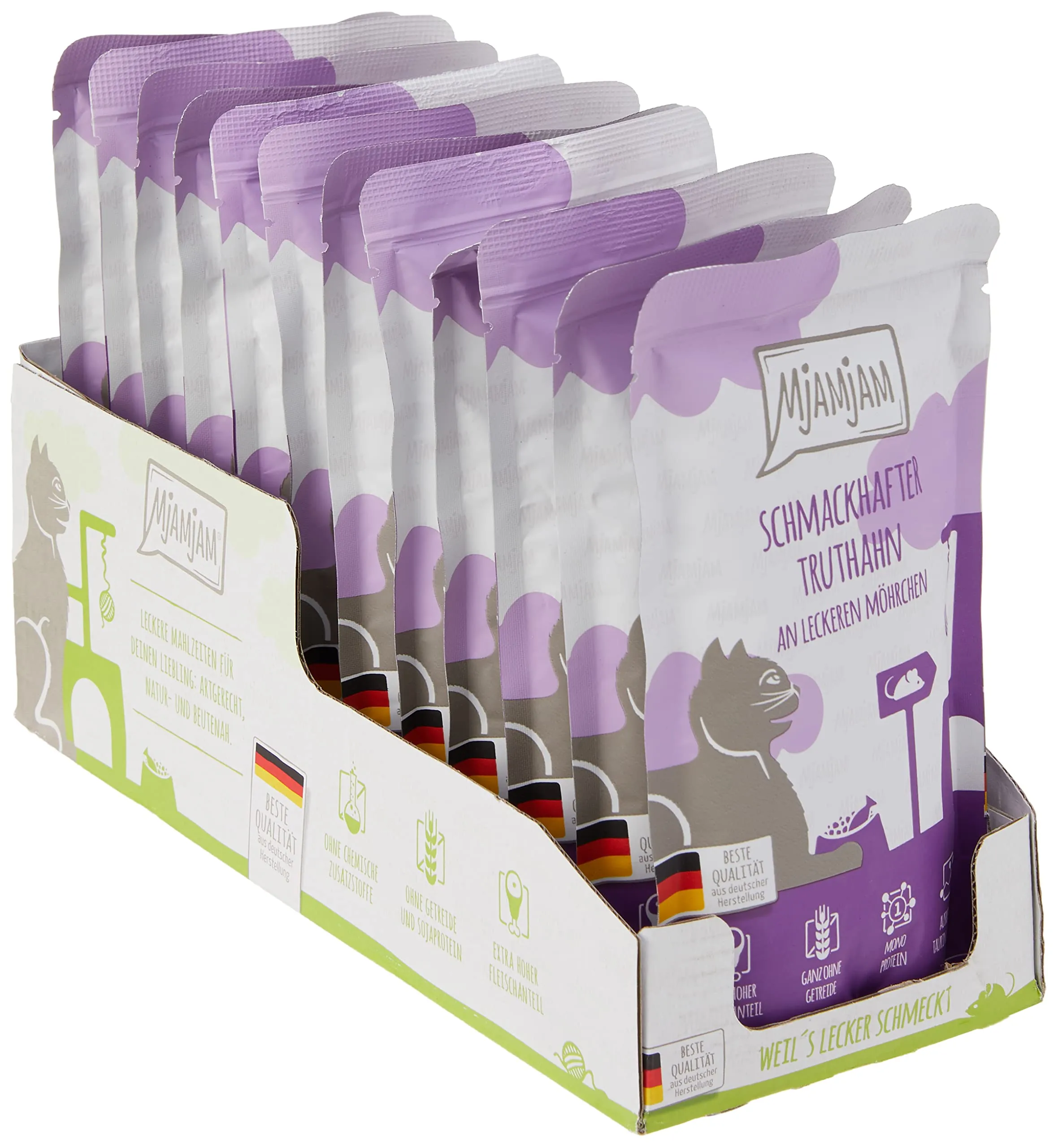 MjAMjAM Quetschie Cibo Umido per Gatti Tacchino e Carote, Senza Cereali, 12 x 125 g - immagine 4
