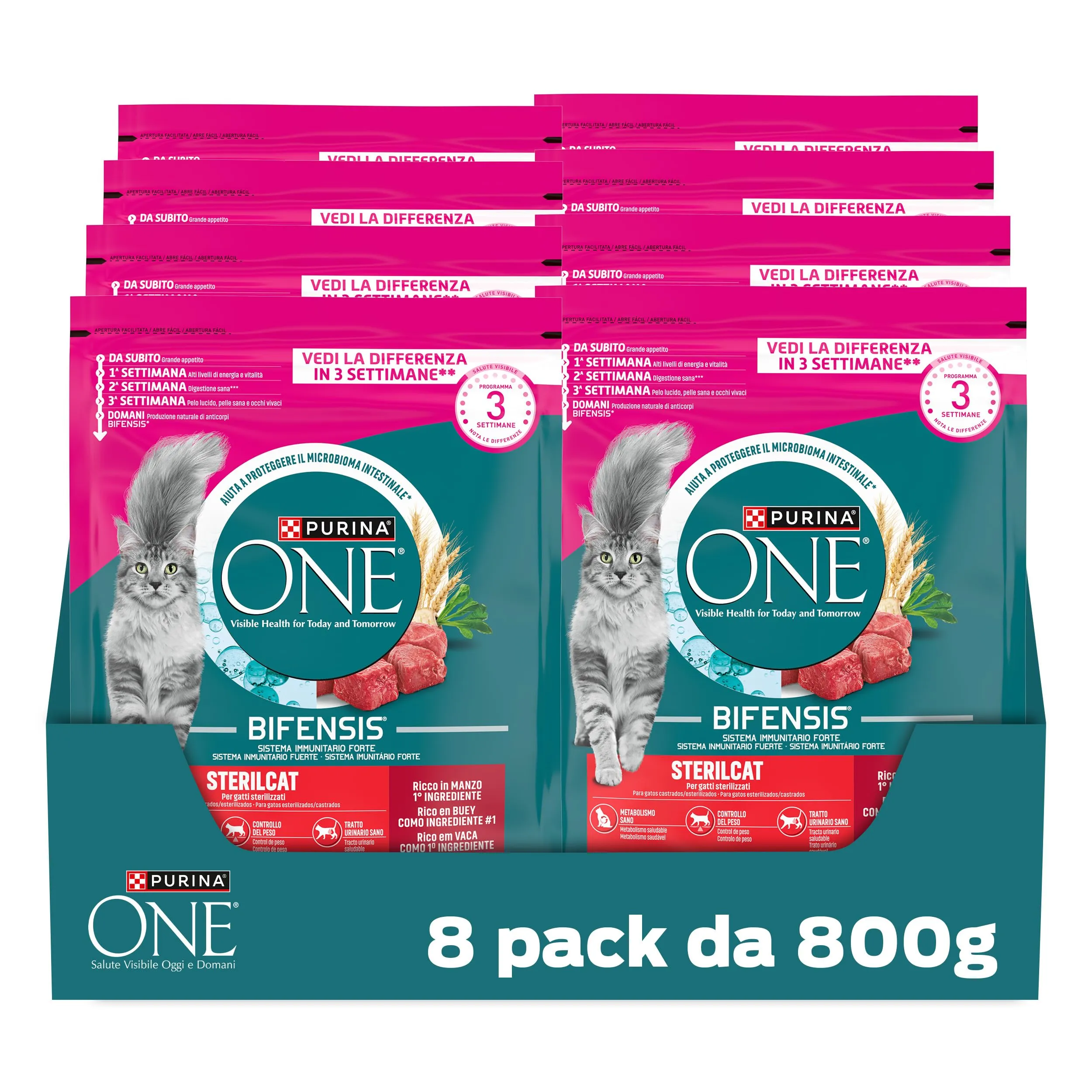 Purina One Bifensis Sterilcat Crocchette Gatti Adulti, 8 x 800g - immagine 1