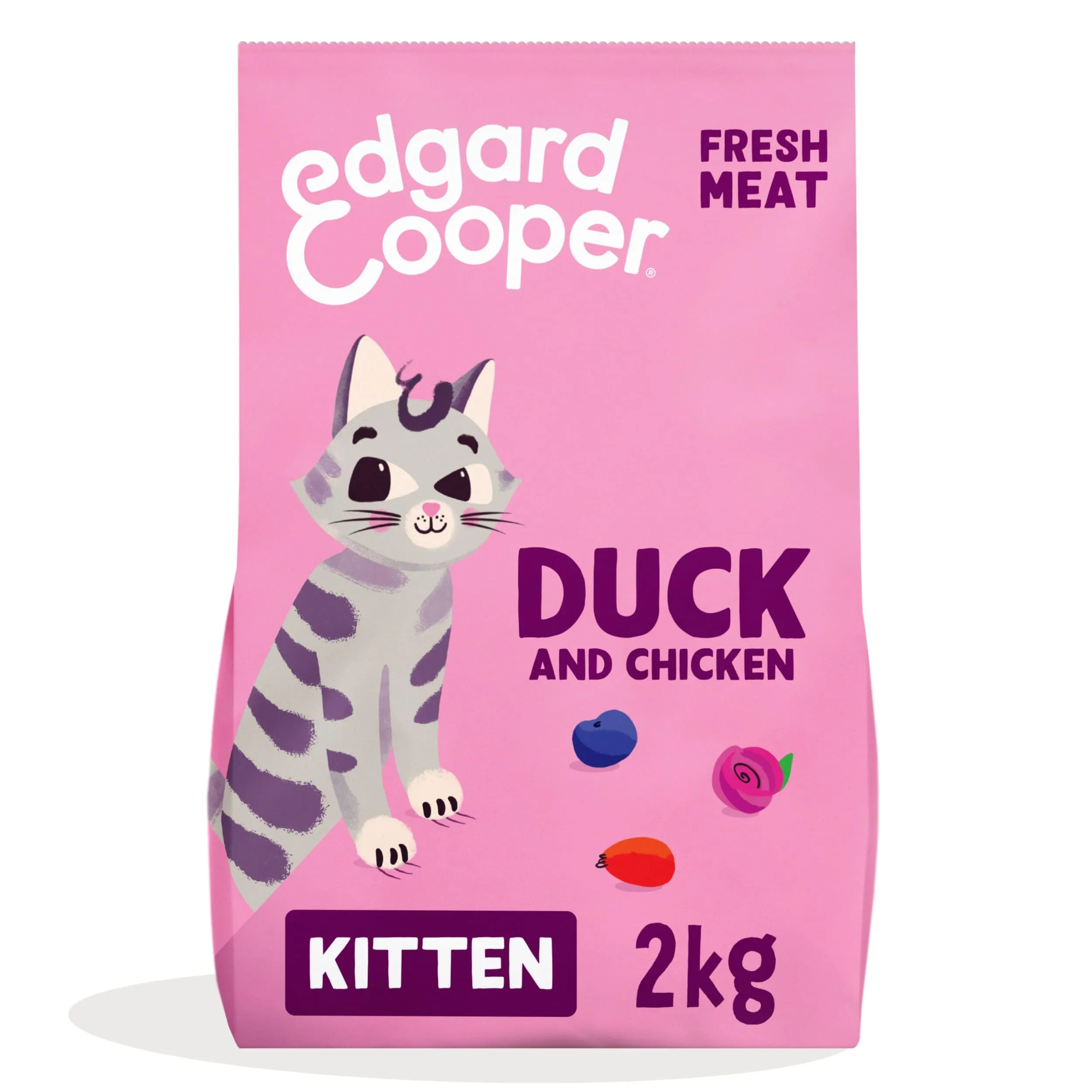 Edgard & Cooper Crocchette per Gattini Anatra e Pollo Fresco, Senza Cereali, 2kg - immagine 1