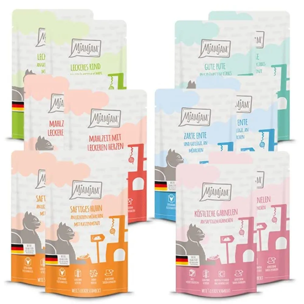 MjAMjAM Cibo Umido Premium per Gatti Senza Cereali, 12 x 125 g - immagine 1
