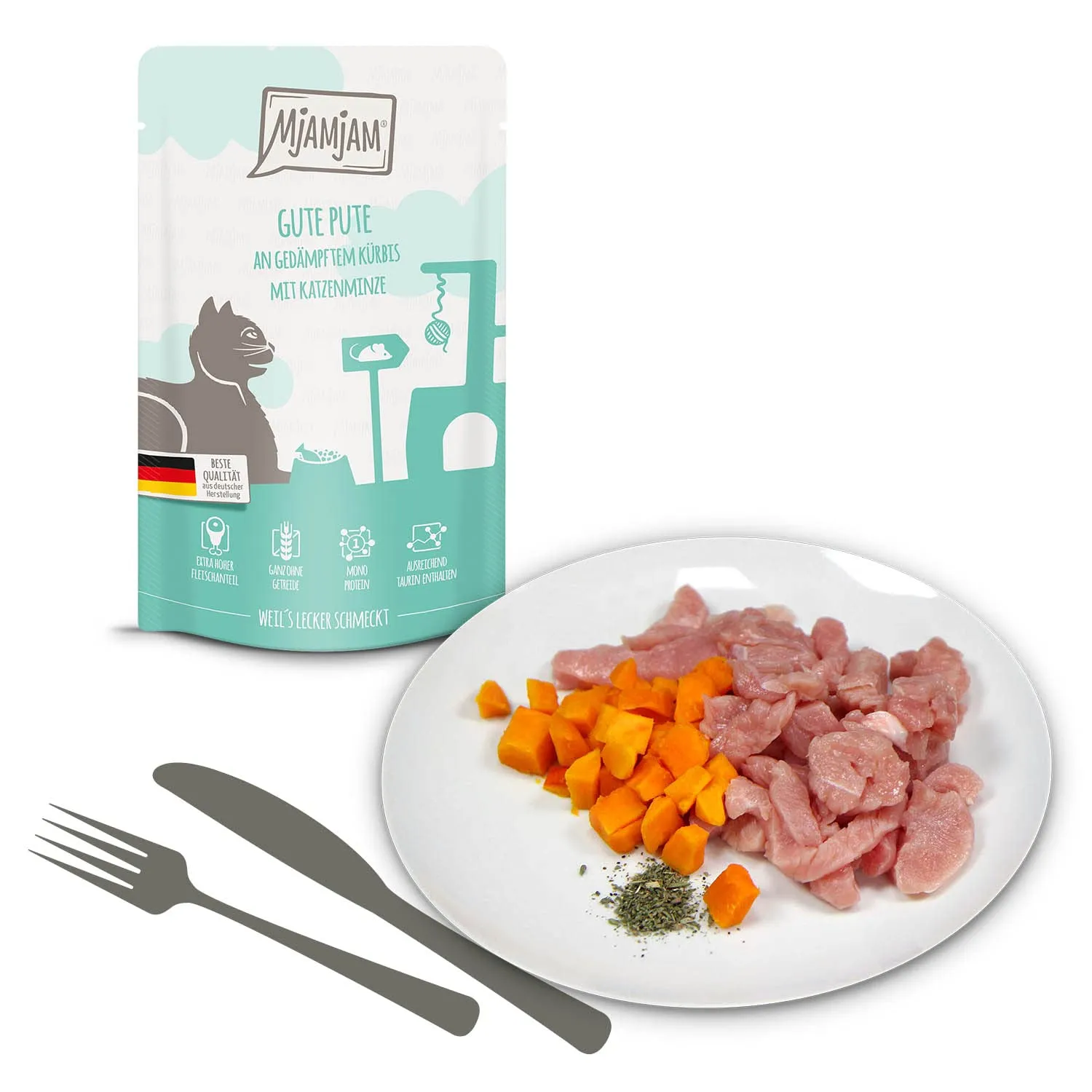 MjAMjAM Cibo Umido Premium per Gatti Senza Cereali, 12 x 125 g - immagine 5