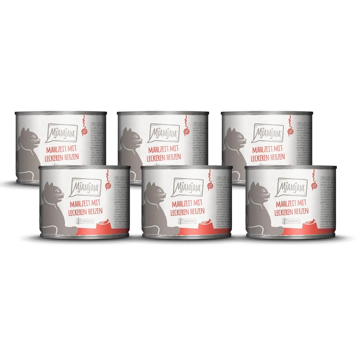 MjAMjAM Cibo Umido Premium per Gatti ai Cuori, Senza Cereali, 6 x 200 g - immagine 1