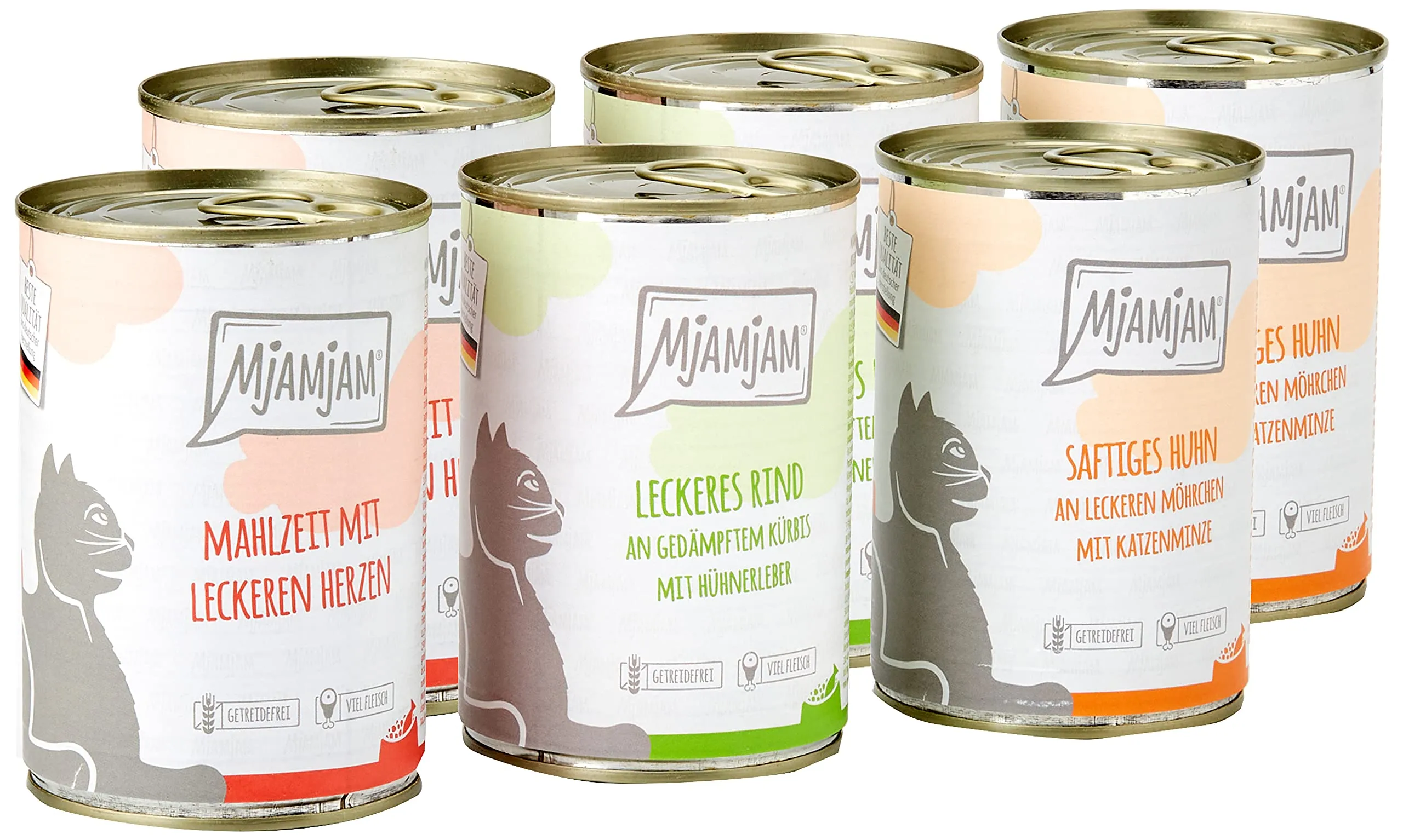 MjAMjAM Cibo Umido Premium per Gatti, Confezione Mista I (Pollo, Manzo, Cuori), Senza Cereali, 6 x 400 g - immagine 7