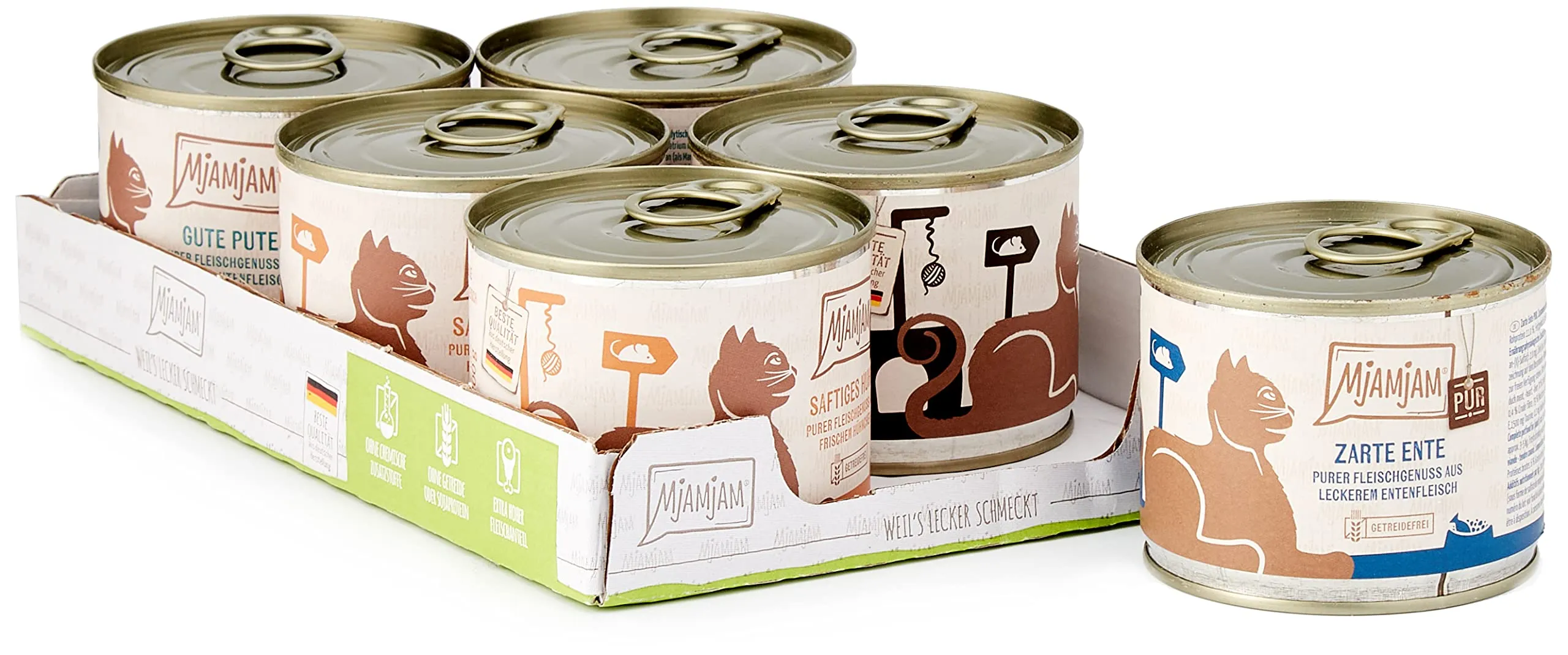 MjAMjAM Cibo Umido Premium per Gatti, Confezione Mista V, Senza Cereali, 6 x 200 g - immagine 1