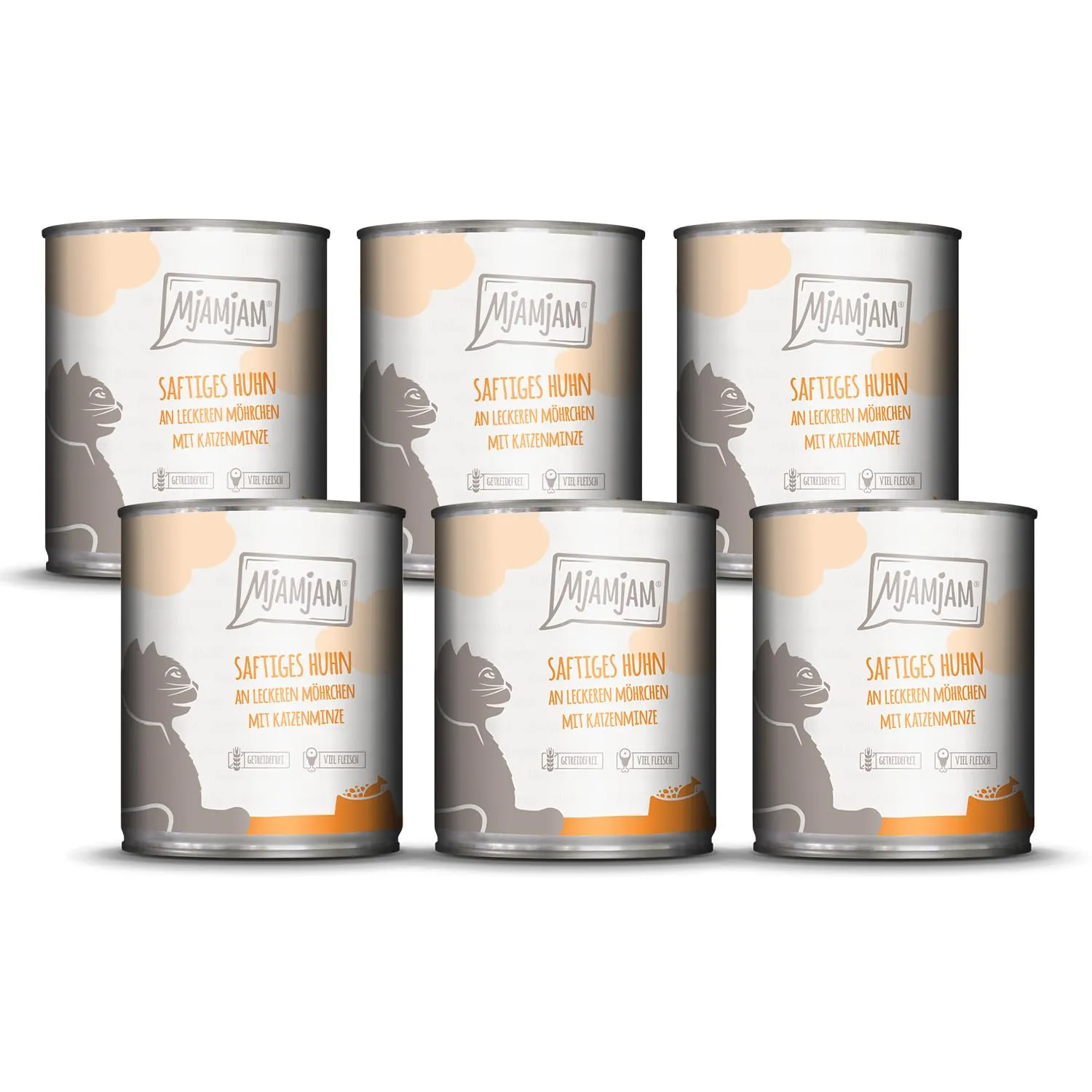 MjAMjAM Cibo Umido Premium per Gatti Pollo e Carote, Senza Cereali, 6 x 800 g - immagine 1