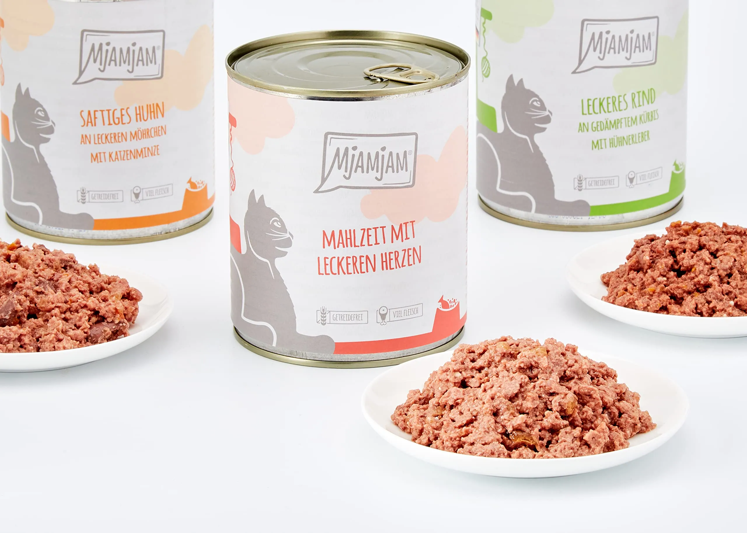 MjAMjAM Cibo Umido Premium per Gatti, Confezione Mista I Pollo, Manzo, Cuori, Senza Cereali, 6 x 800 g - immagine 6
