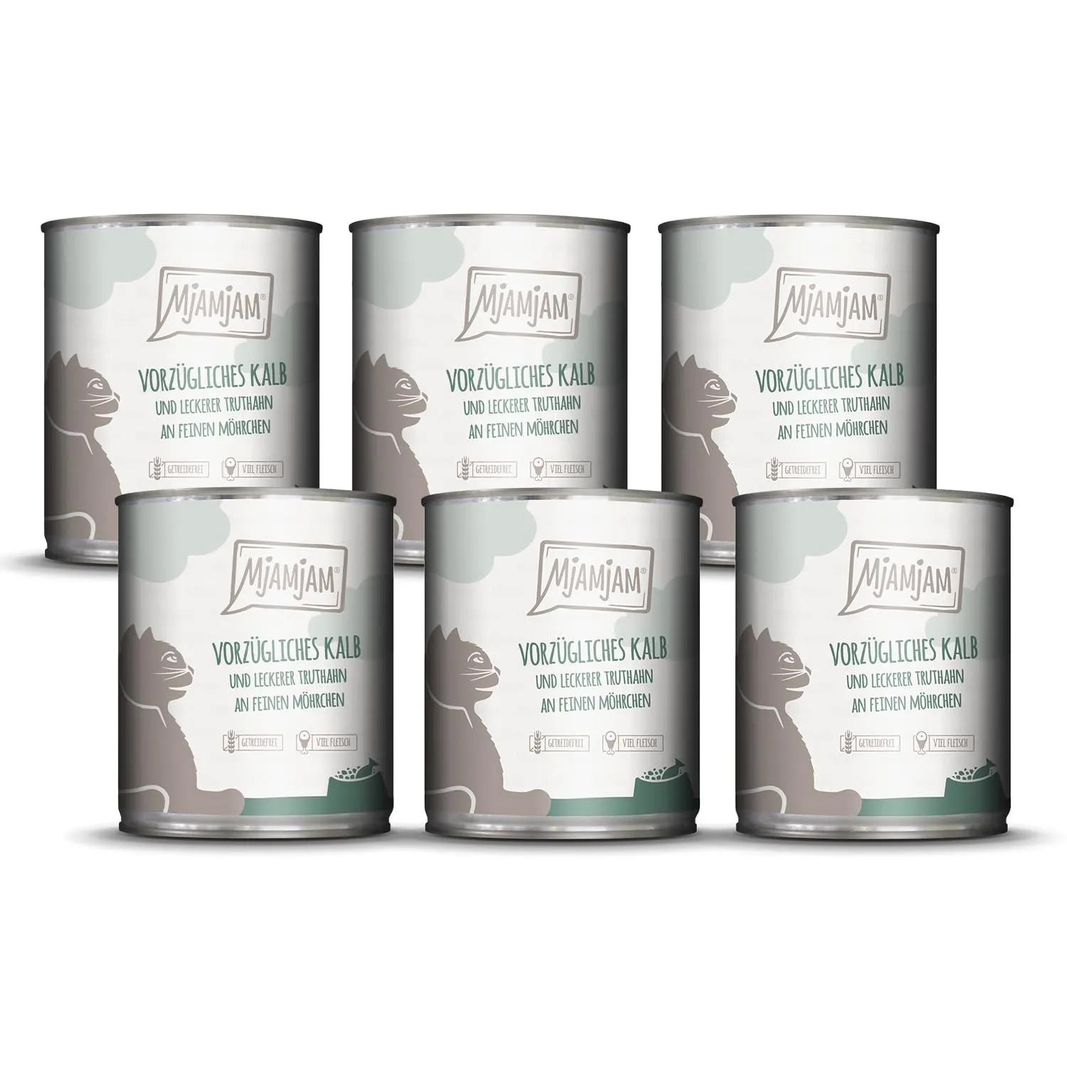 MjAMjAM Cibo Umido per Gatti Vitello e Tacchino con Carote, Senza Cereali, 6 x 800 g - immagine 1
