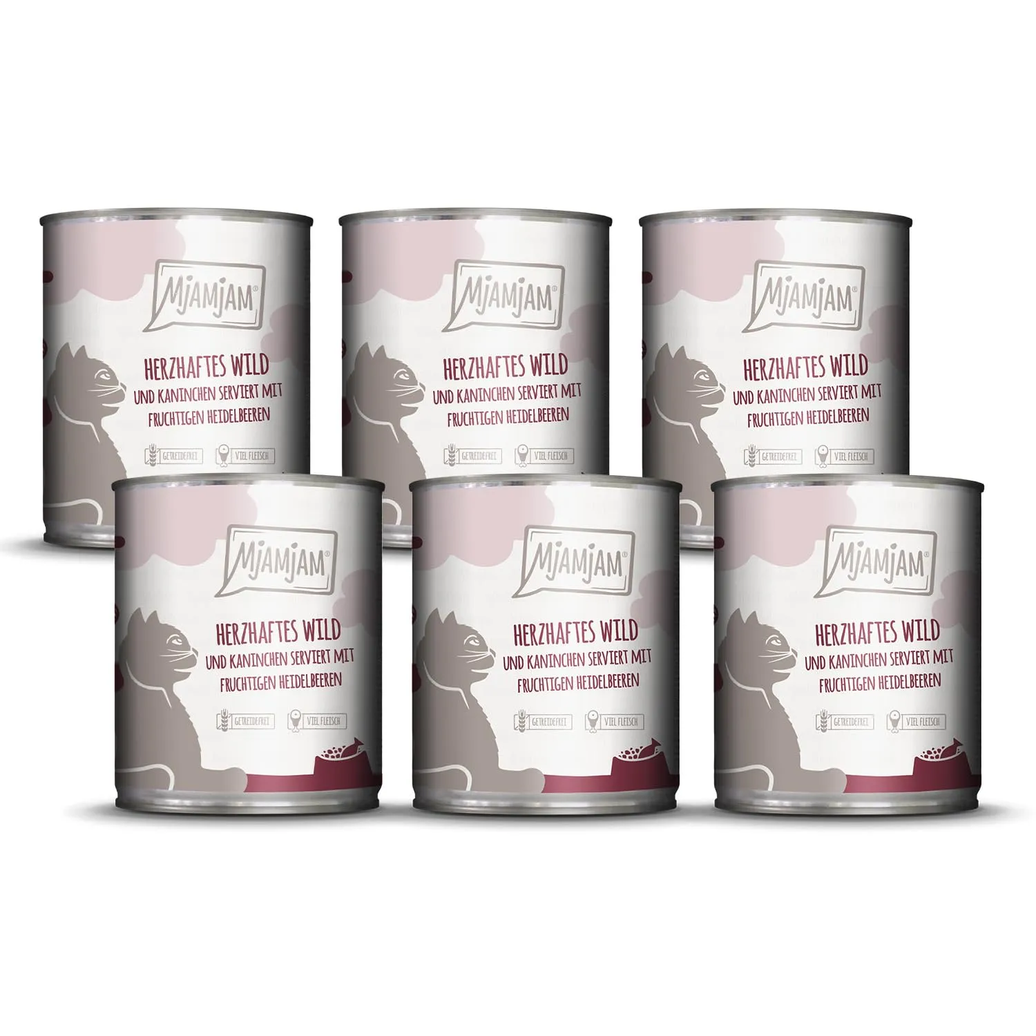 MjAMjAM Cibo Umido per Gatti Selvaggina e Coniglio con Mirtilli, Senza Cereali, 6 x 800 g - immagine 1